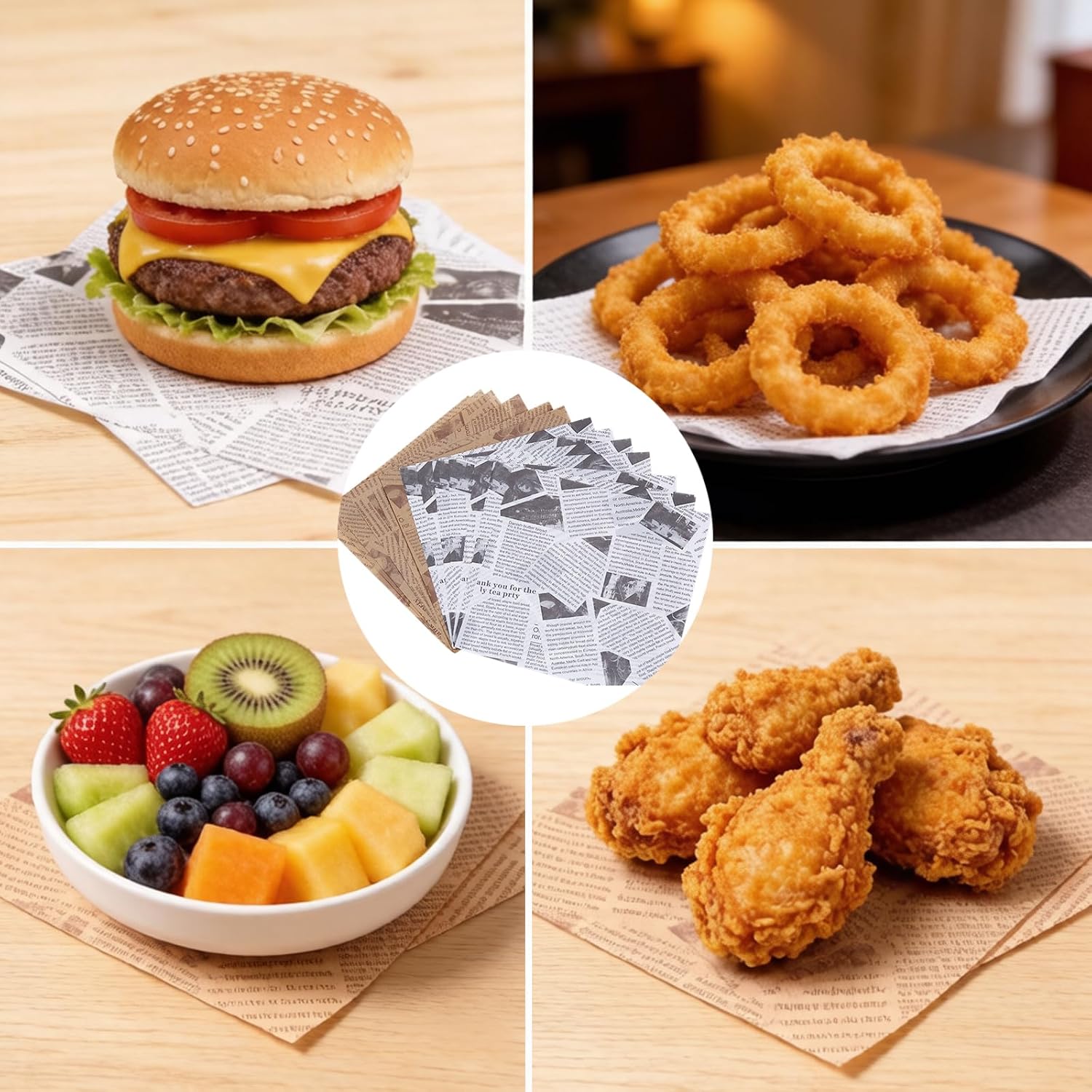 300 Pack Deli Paper Sheets 8.6 Inch, Greaseproof Food Basket Liner