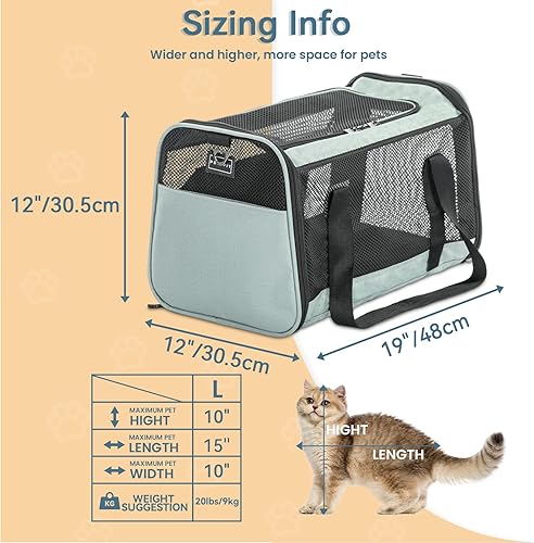 Miniatura 26 de Petsfit Transportador para perros pequeños, ligero, portátil, suave, para gatos grandes y medianos, malla transpirable de 5 lados, a prueba de fugas