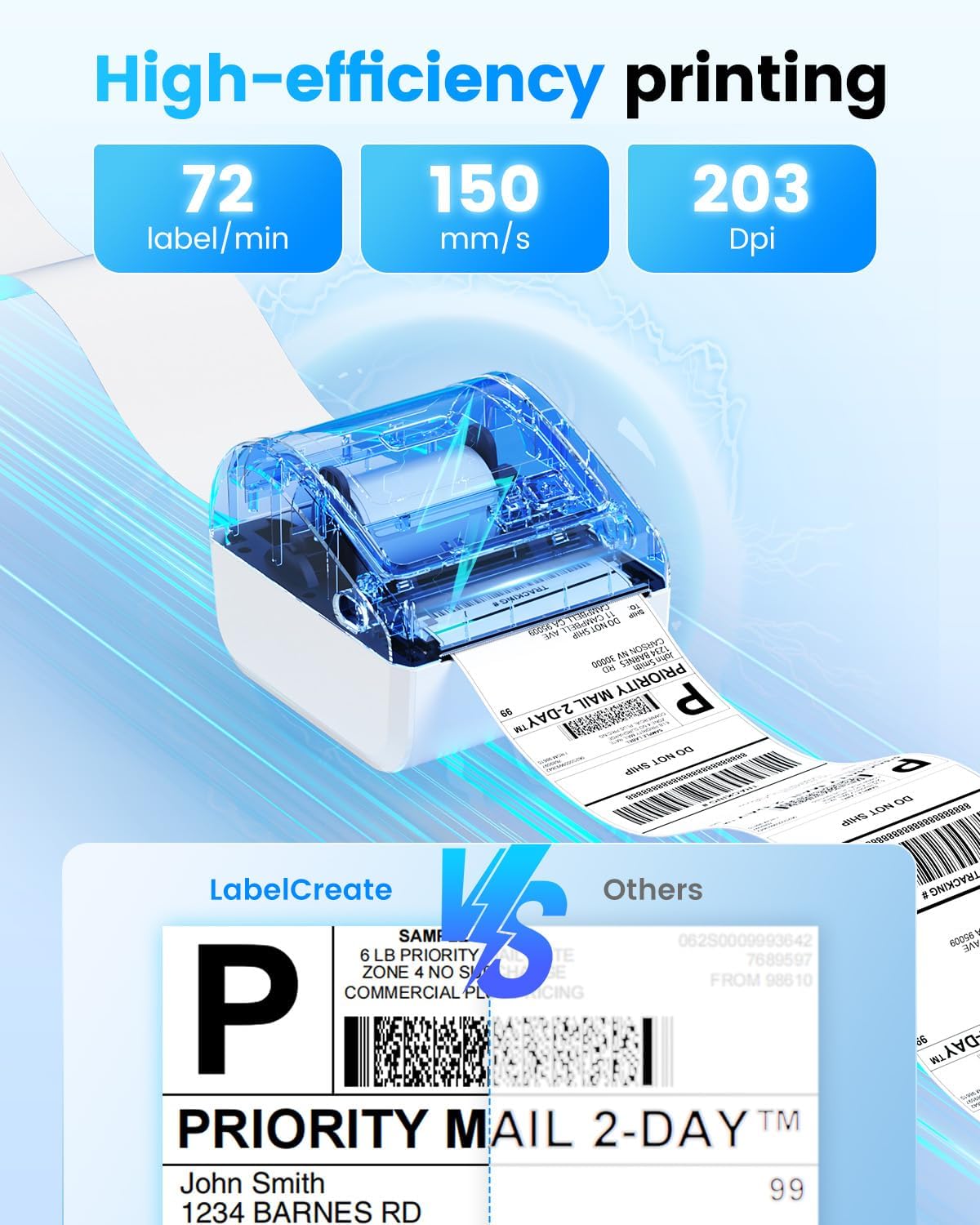 Bluetooth Thermal Label Printer 4x6, Shipping Label Printer for Small Business - Compatible with Android, iOS, Windows and Mac, Widely Used for Amazon, Etsy, Shopify, USPS, UPS, White