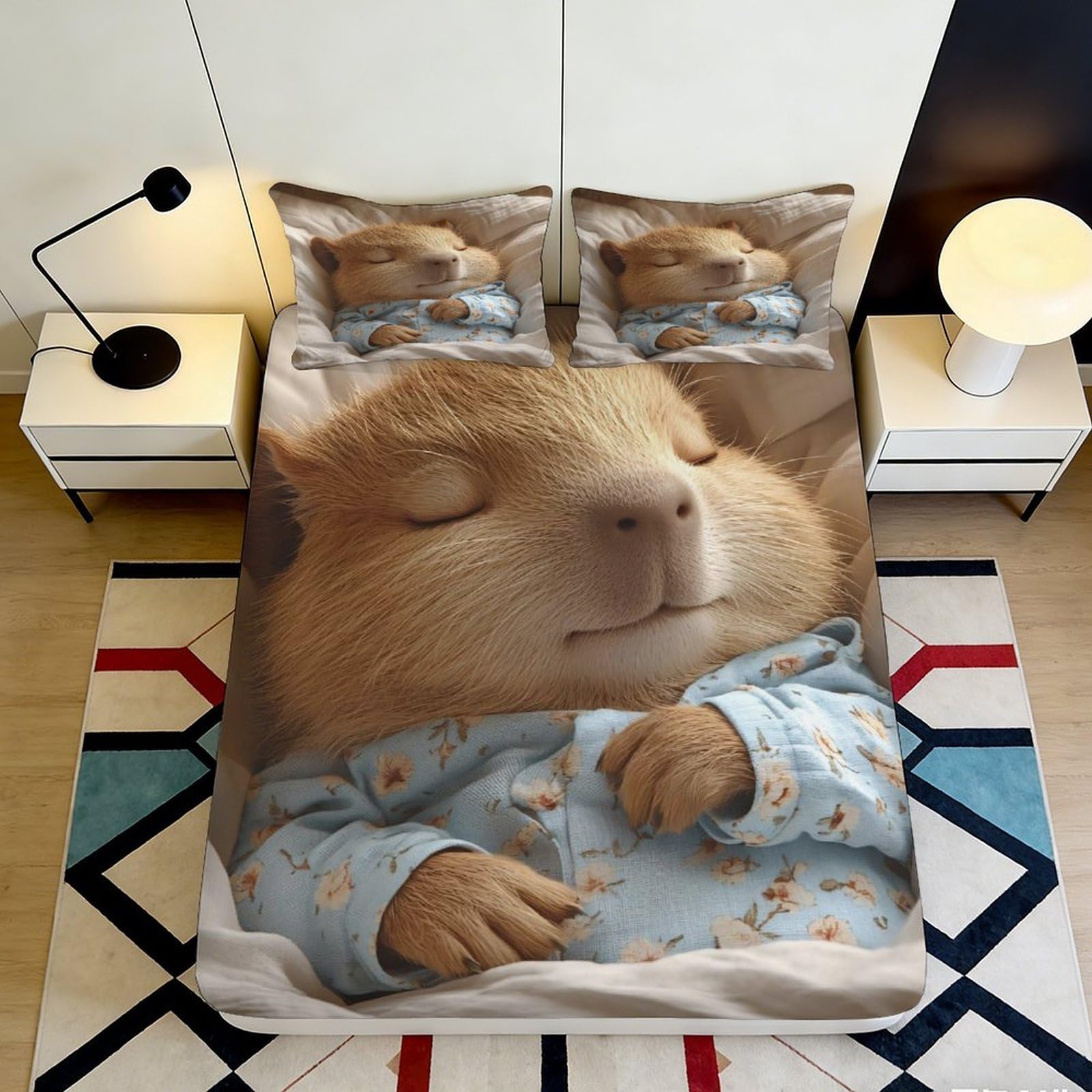 Pnayamiorkfel Style-6 3D Printed Cute Sleeping Hamster Fitted Sheet Microfiber Soft Animal Pajamas Bed Cover For Bedroom Guest Room Decor 90X200x25cm