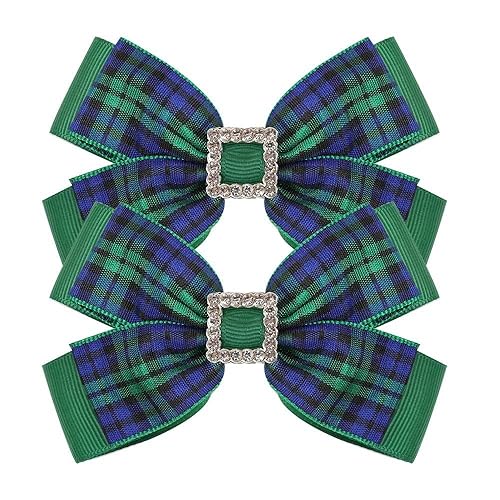 Miniatura 4 de Lazos de pelo a cuadros con diamantes de imitación de Navidad para niños y niñas, 4 pulgadas, lazo de Navidad a cuadros, lazo de cocodrilo,