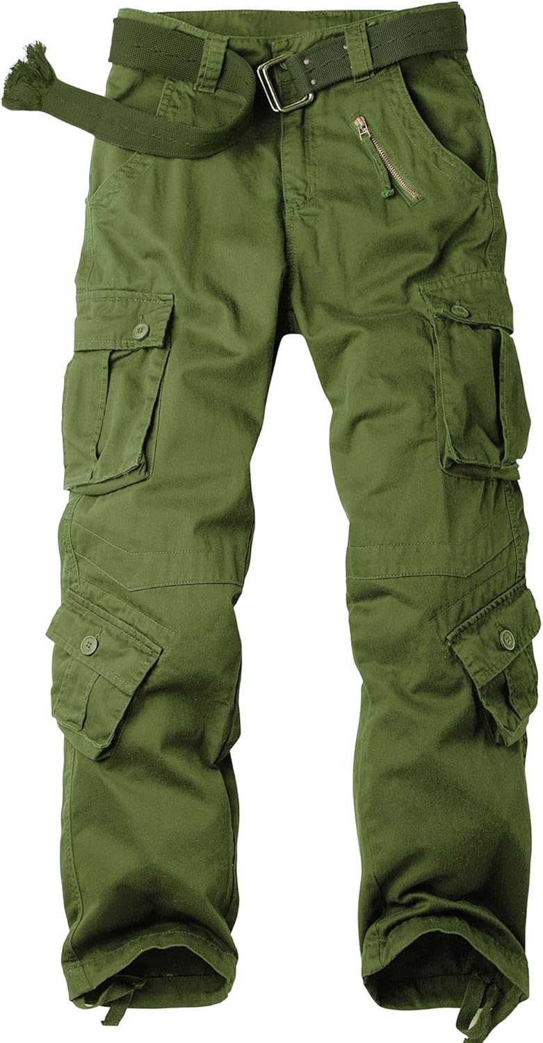 AKHlKING Women’s Camo Cargo Pants: 8-Pocket Ripstop Outdoor Trousers