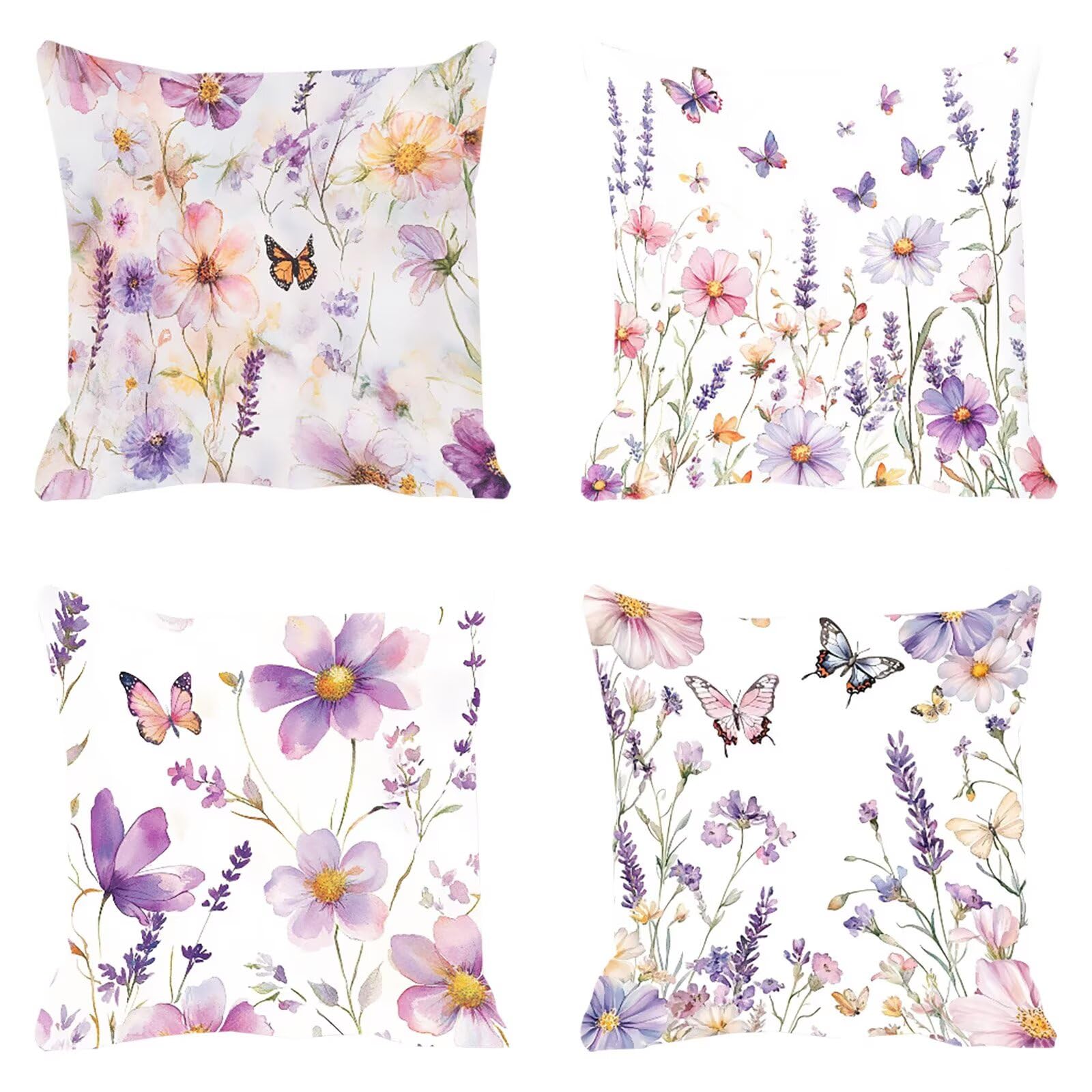 Taie oreiller canapé velours violet 50x50 motif fleur avec fermeture invisible de qualité