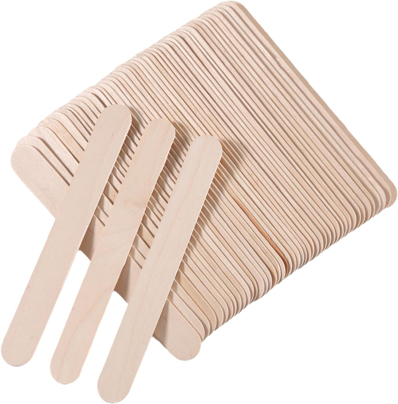 500pcs 6'' Wood Wax Stick, Large Wide Waxing Sticks, Jumbo Sticks,Body Hair Removal Craft Sticks Applicator Spatula