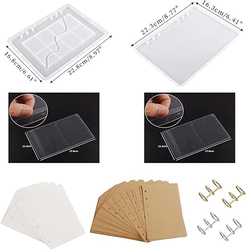 Vista 24 de Kit de moldes de resina para cuadernos, moldes de resina epoxi de fundición de arena movediza para cuadernos, molde de silicona para cuaderno