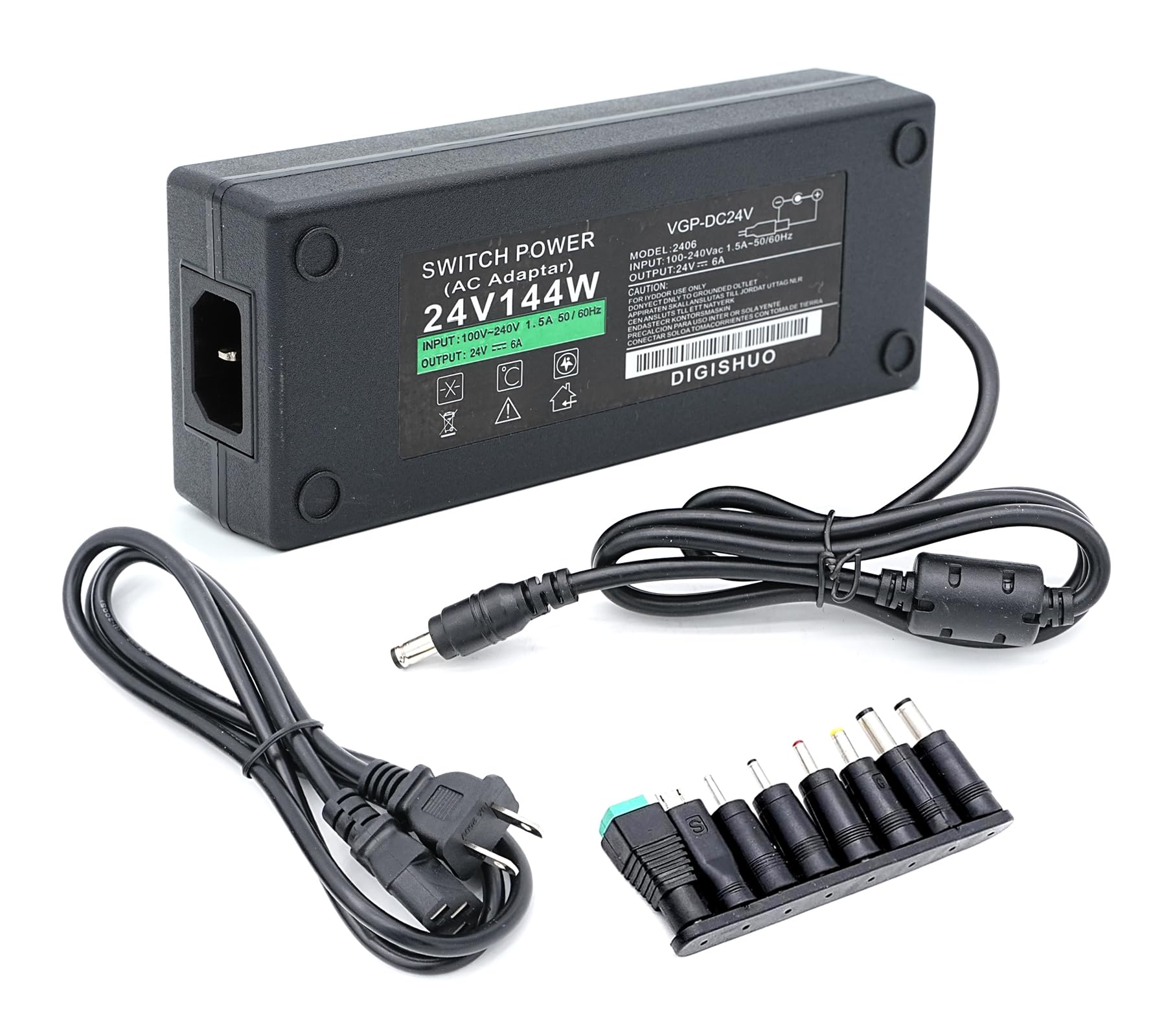 DIGISHUO DC 24V 6A 144W Power Supply Adapter Transformer Switch AC 110V/220V to DC 24V 6amp Switching Converter LED Driver for LED Strip Light CCTV