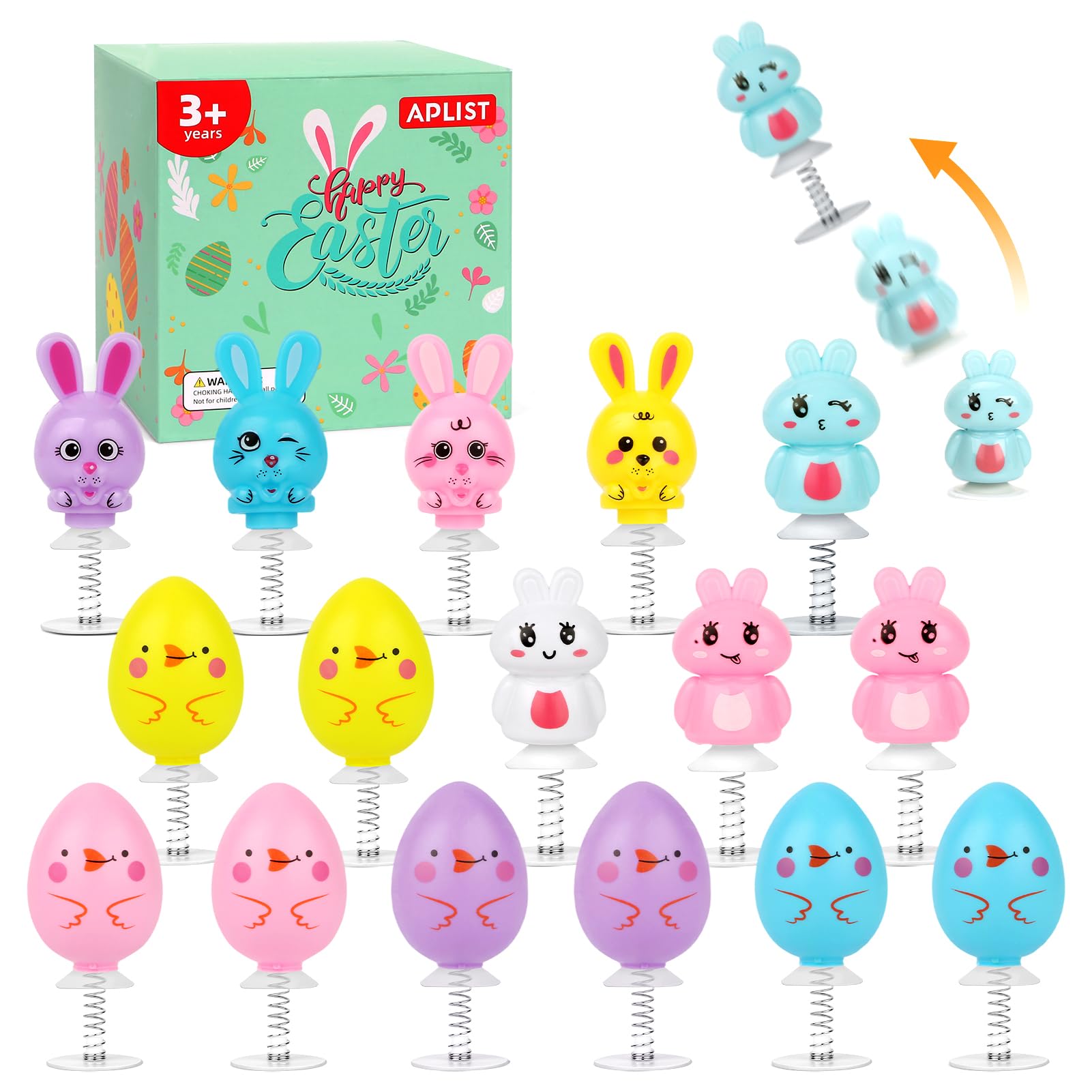 16 Pack Easter Toys Jumping Popper: Easter Basket Stuffers for Toddlers Kids, Spring Launcher Bulk Easter Egg Fillers, Party Favors Gifts for Classroom Boys Girls