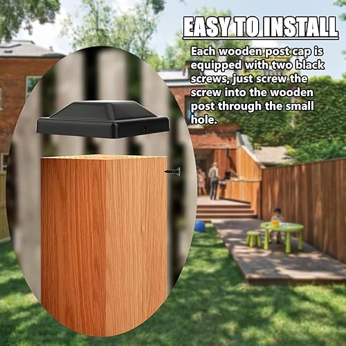 Miniatura 5 de RHBLME Paquete de 60 tapas negras para postes de valla de 4 x 4 pulgadas (3-5/8 pulgadas), tapas para postes de cubierta con 120 tornillos, plástico