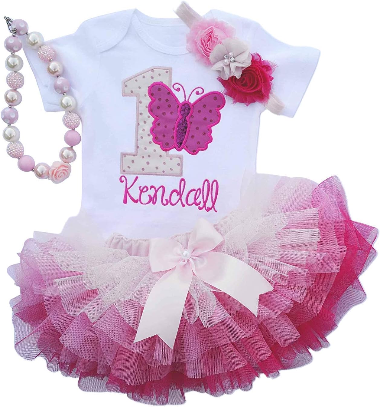 Pink Butterfly Birthday Outfit for Baby Girl – Soft Tutu in Shades of Pink - Cake Smash Photo Props for Toddlers – Gift Ideas