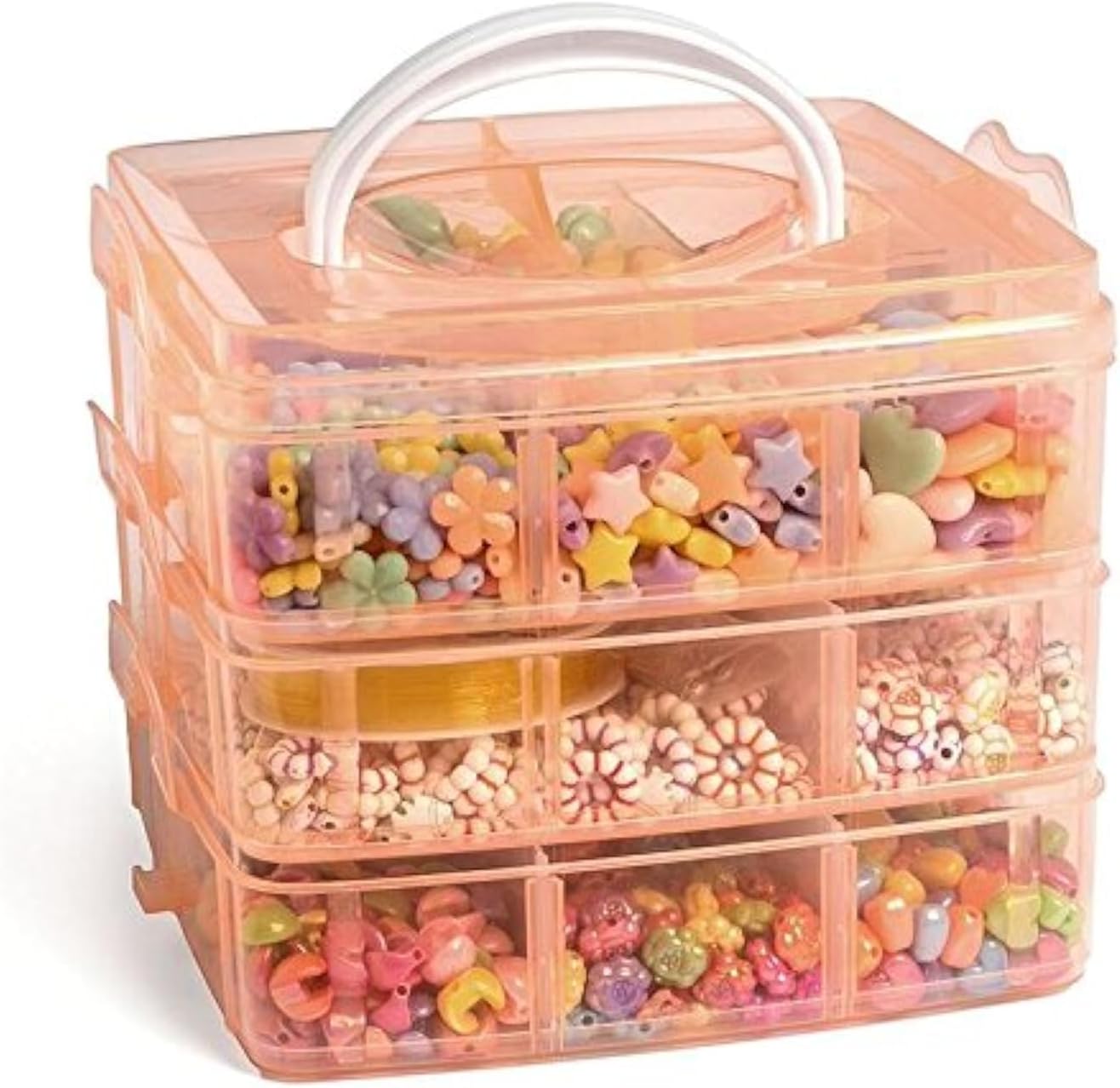 Beads for Kids Crafts, Jewelry Making Kit - 1000 Multi-Shaped Beads with Clasps and Beading String, Organized Storage Case, Ages 6 and Up
