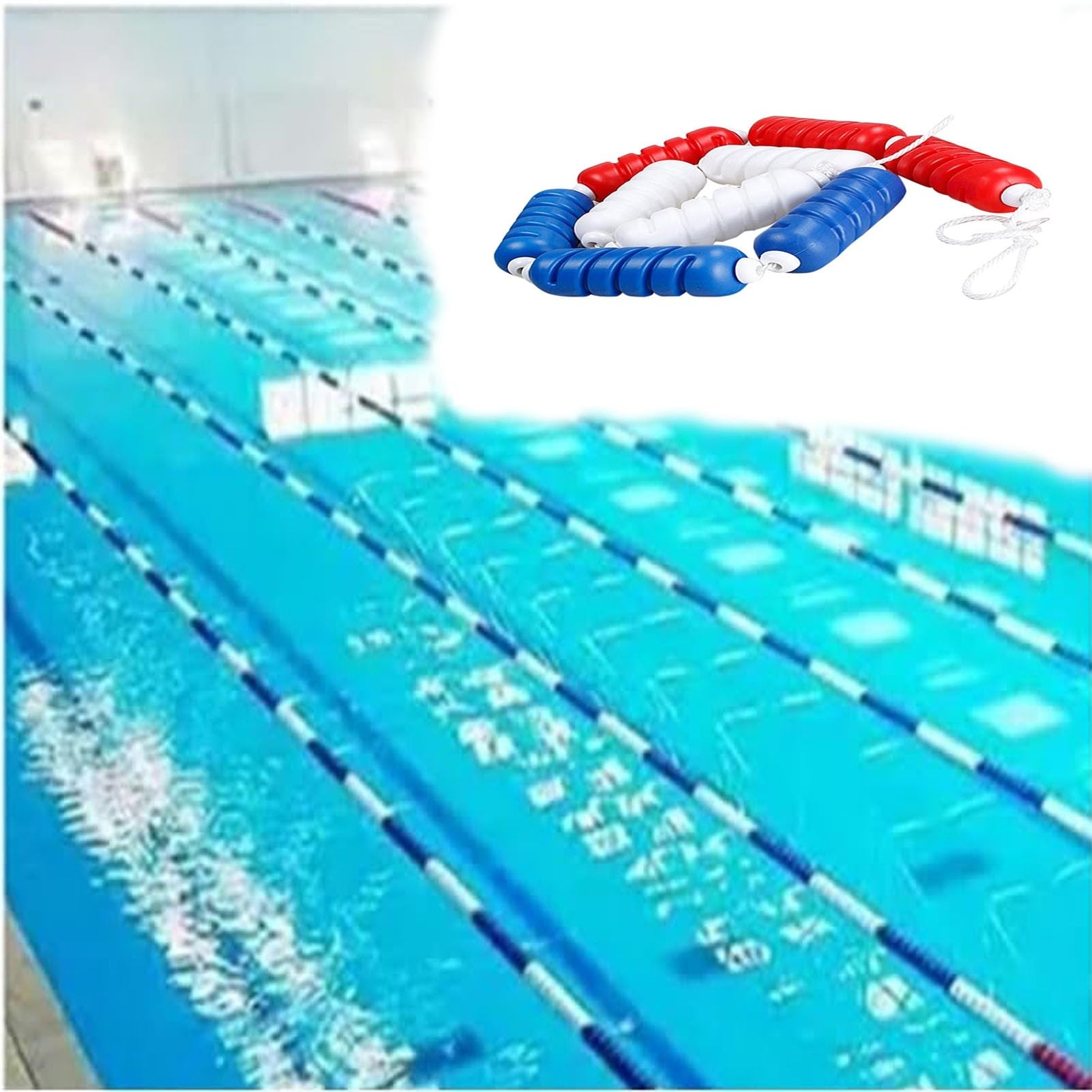 Generico Galleggiante divisorio per corsie da Piscina - Corda di Sicurezza da 38 Metri per competizioni, Facile Installazione, Linea di Nuoto Larga 20 cm, divisorio Resistente per Piscina per Sport e