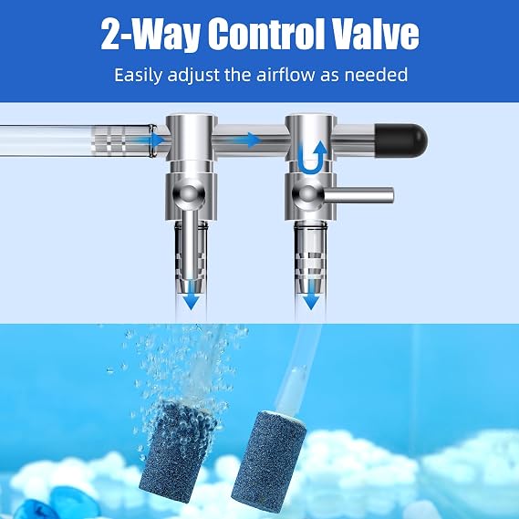 AQUANEAT Aquarium Air pump Splitter,Fish Tank Air Valve, Metal Control Valve for Pump Accessories(X-Small 2 Way)
