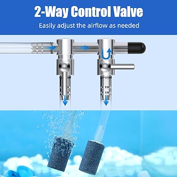 AQUANEAT Aquarium Air pump Splitter,Fish Tank Air Valve, Metal Control Valve for Pump Accessories(X-Small 2 Way)
