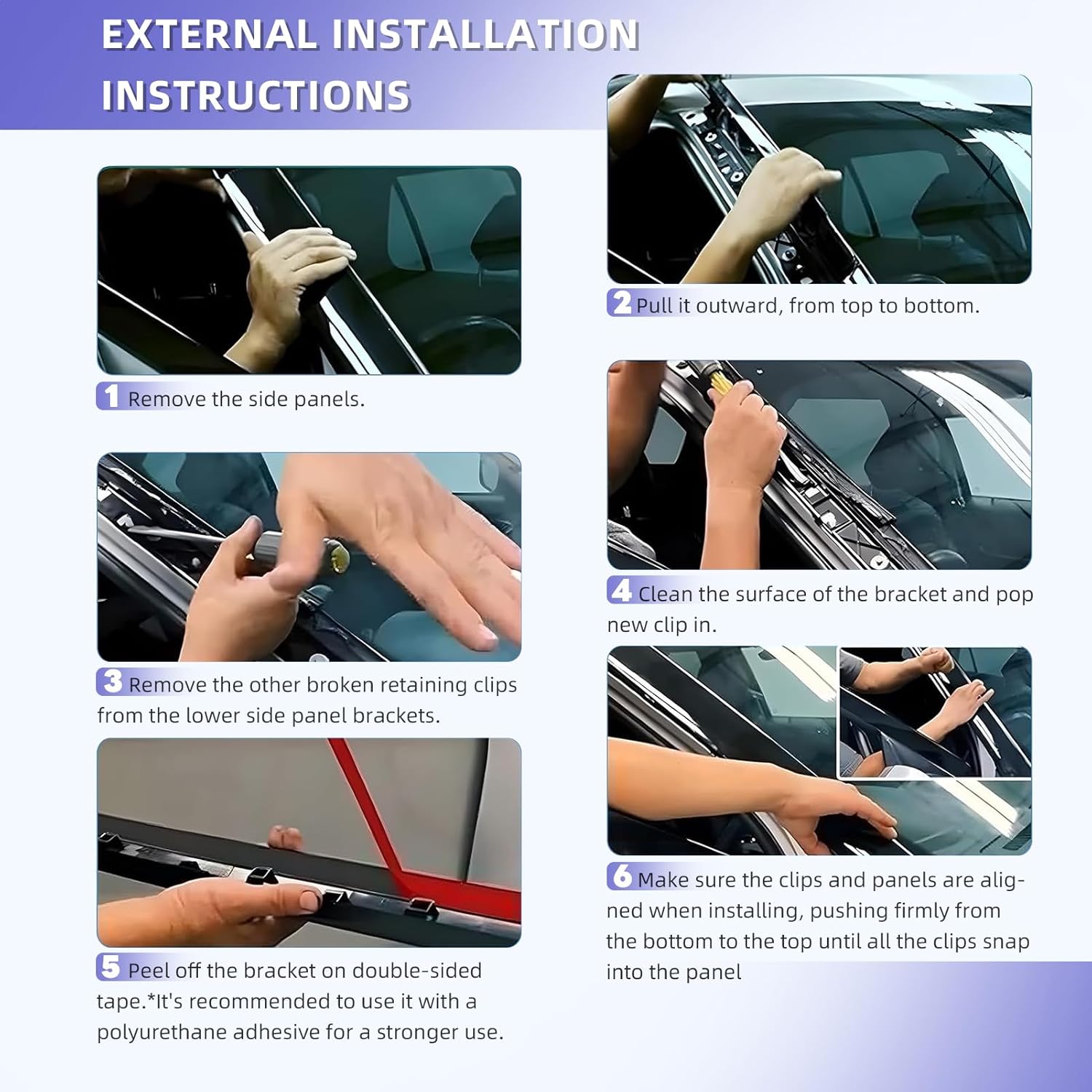 Windshield A-Pillar Molding Trim,Outer & Inner Windshield Panel Molding Trim for 2011-2019 Ford Explorer Replaces 926-450,926-451,Driver Left & Passenger Right Side