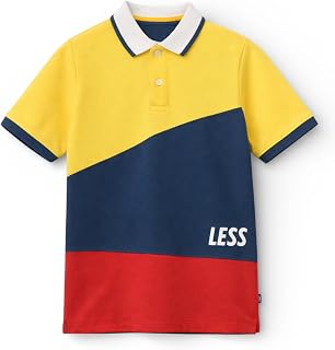Alan Jones Clothing Boys Regular Fit Colorblocked Polo T-Shirt | Cotton Blend | Ribbed Hems | Ages 6-16 Years Price In India