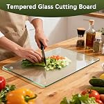 Tempered Glass Cutting Board for Kitchen Counter, 12x8 inch Clear Small Cutting Board with Non-Slip Feet for Countertop - Scratch Resistant,Long Lasting, Dishwasher Safe