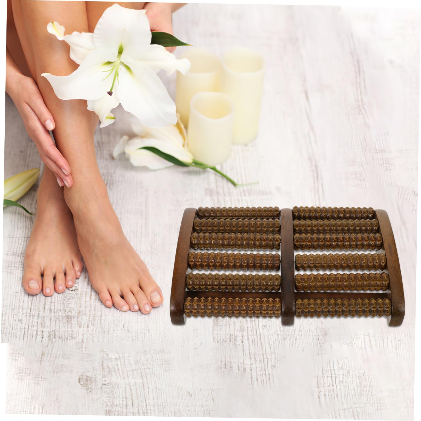 Rullo Massaggiante per Piedi in Legno Colore Coffee