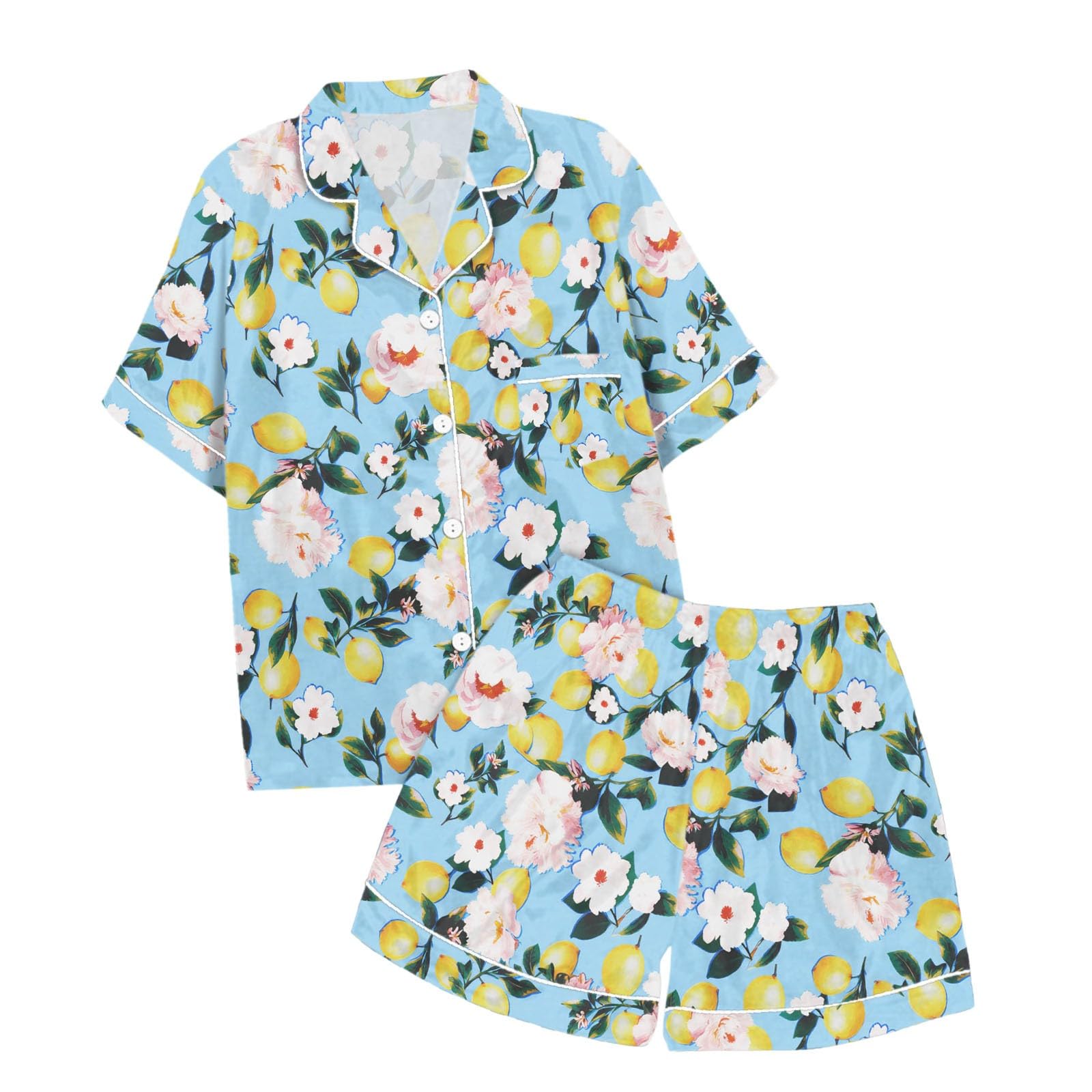 Generisch Bequeme Schlafshorts, Sommer, Weiches Zweiteiliges Outfit Für Damen, Gemütliche Nachtwäsche, Schlafshorts, Leichter Pyjama, Atmungsaktive Homewear, Loungewear