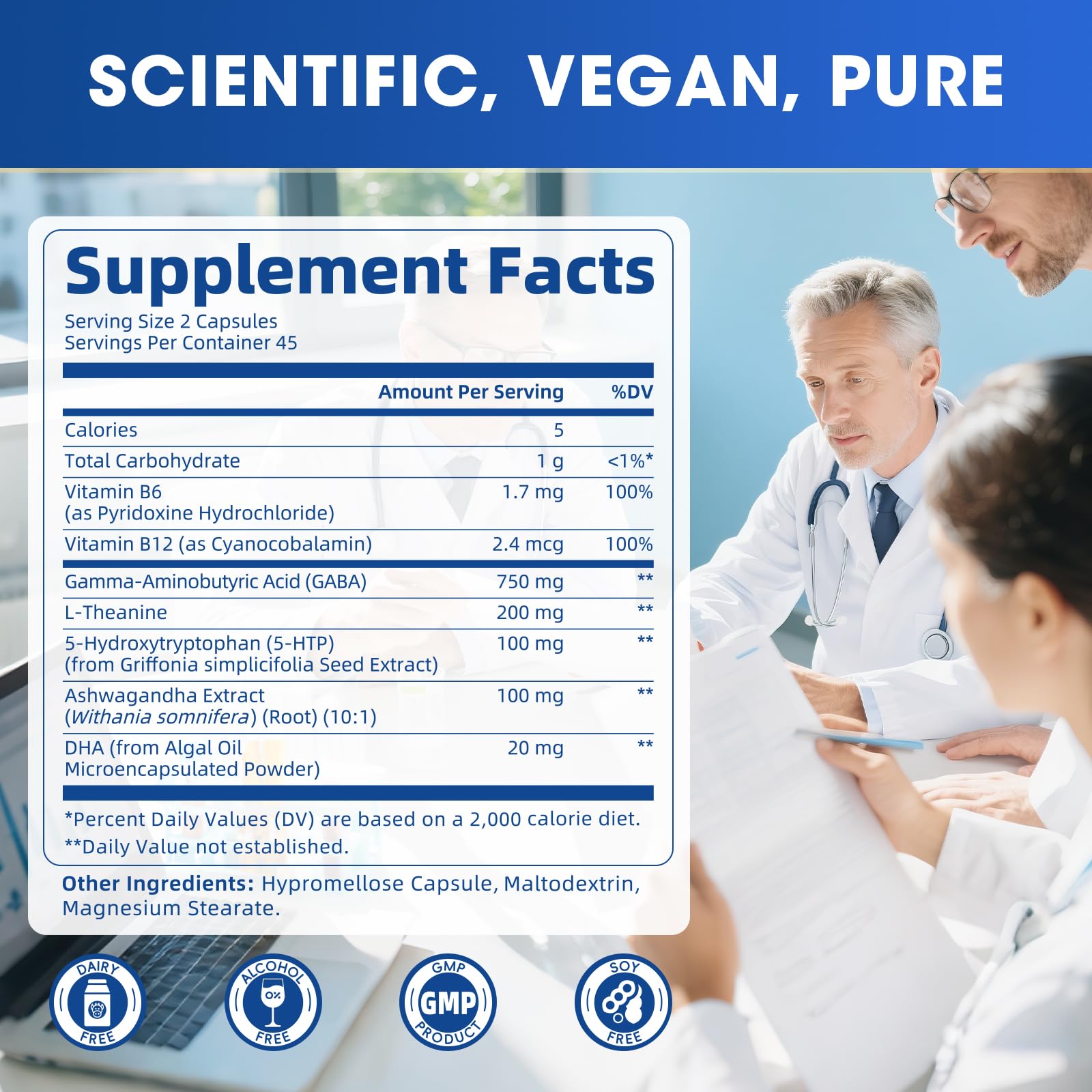 GABA Supplements 750mg with L-Theanine & 5HTP for Calm & Sleep 90 Capsules — Amazon image 8