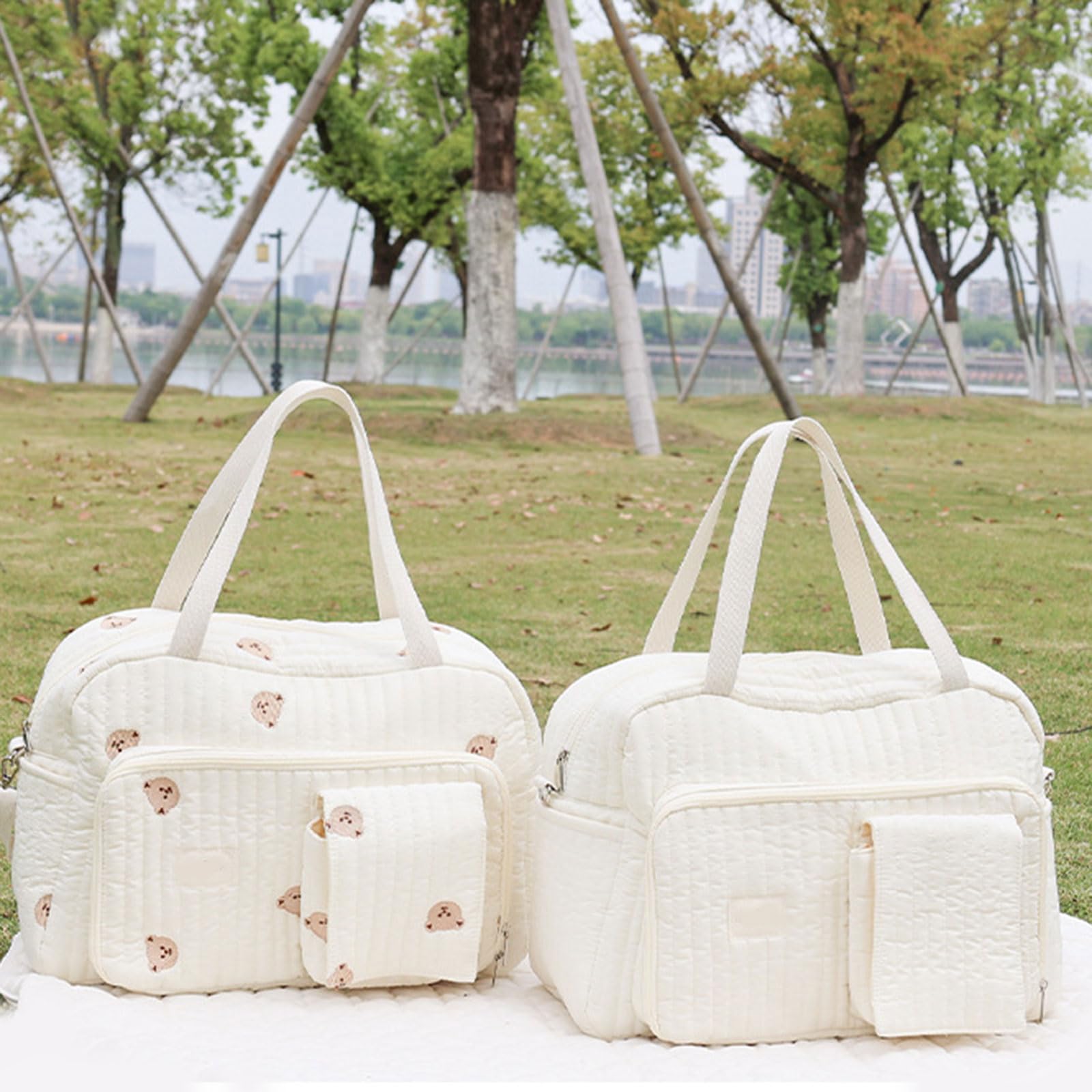 Bolsa de almacenamiento multifuncional, resistente al desgaste, organizador de pañales con bonito patrón de dibujos animados para madres que viajan
