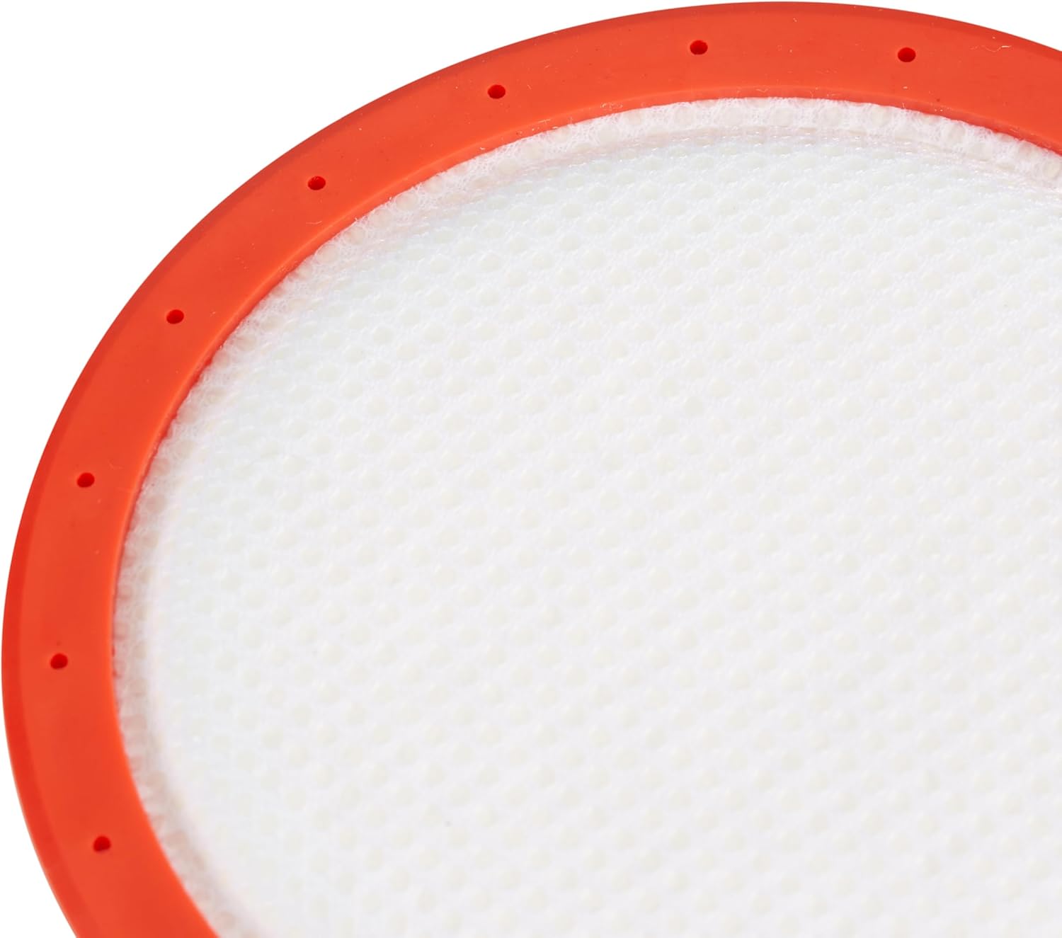 Detailní záběr view bílého síťovaného materiálu filtru a oranžového okraje