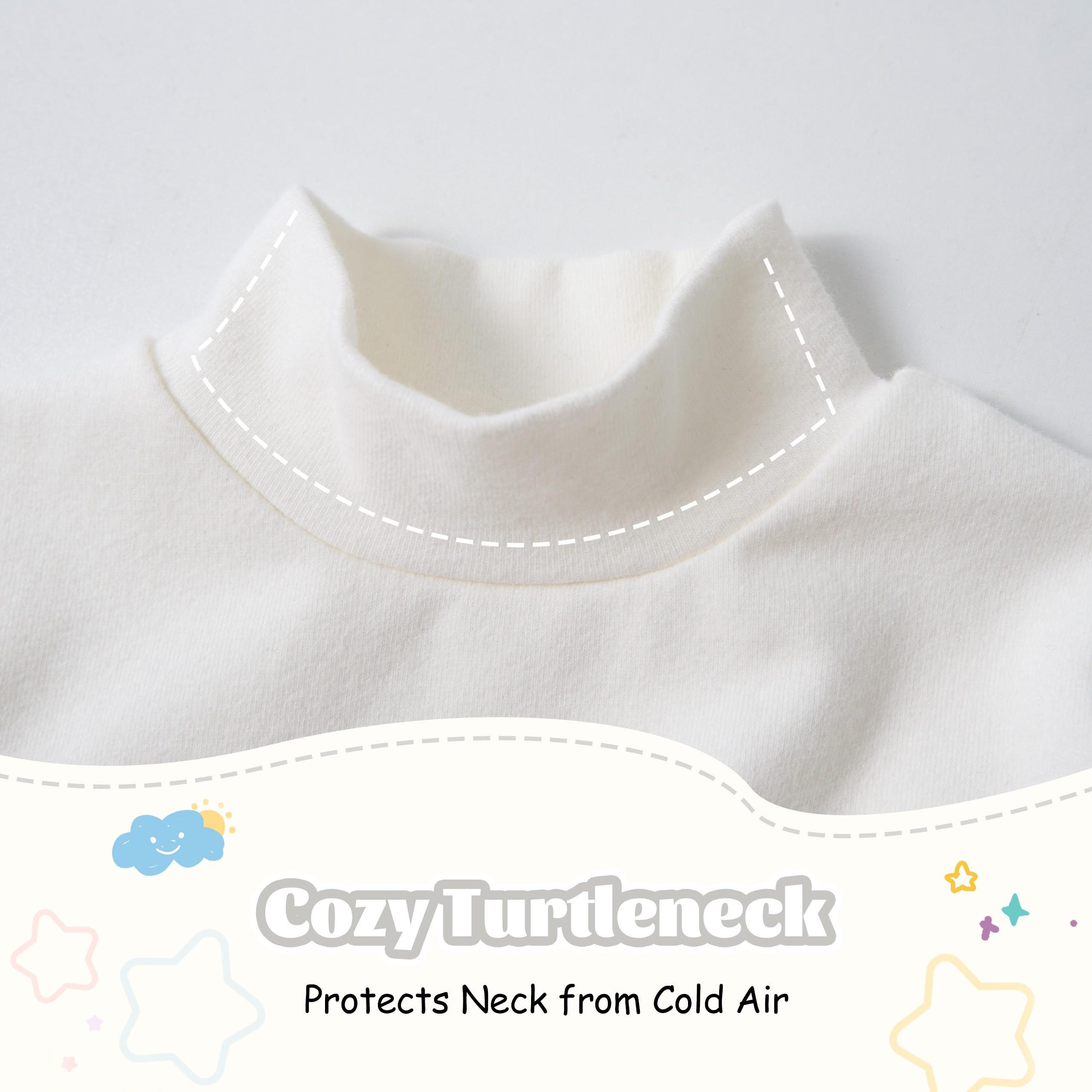 Volunboy Lot de 3 Hauts Col Montant Manches Longues Bébé Enfant (1-6 Ans), Coton Souple sous-Couche Thermique T-Shirt