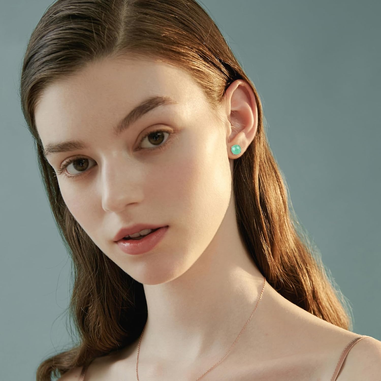 Jade Stud Earrings for Women, Natural Green Small Jade Sterling Silver Hypoallergenic Earrings Lucky Jewelry Gift for Graduation Birthday Anniversary Holidays - Image 8