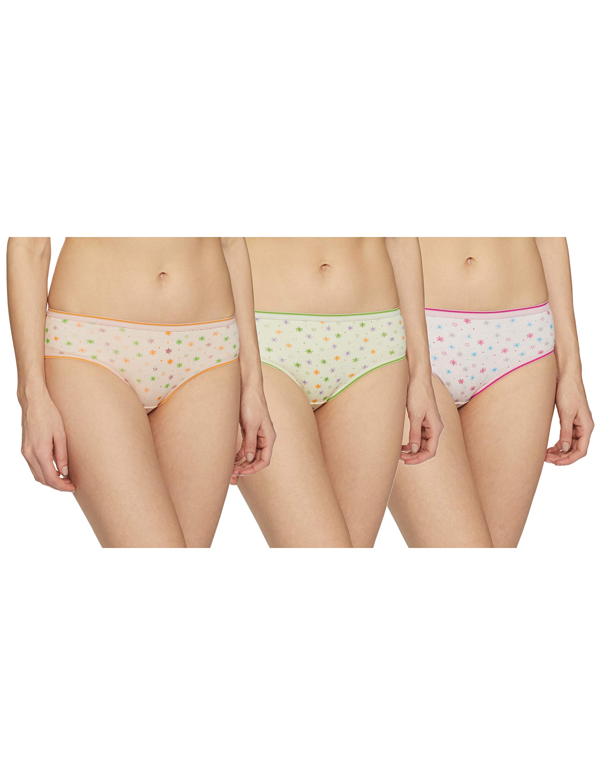 Rupa Women's Cotton 7700 Light Printed OE Pack of 3 Panty Briefs (Colours and Prints May Vary), assorted colours, 8