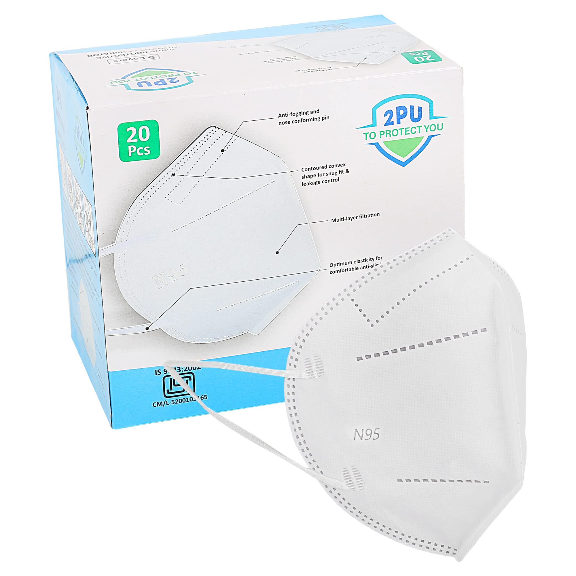 2PU Recommended N95 Face mask | Protect from dust particle and viruse | 5layer filteration | Breathable face mask (B08VJCW5GX) Amazon Price History, Amazon Price Tracker