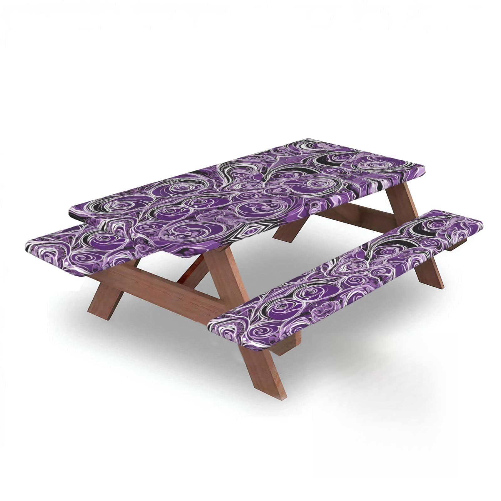 ESNAIUVCD The Sea Witch Inspired Print Picnic Table Cover With Bench Covers,Camping Essentials,Fitted Tablecloth Cover With Elastic Edge, For Indoor & Outdoor 3 Pcs
