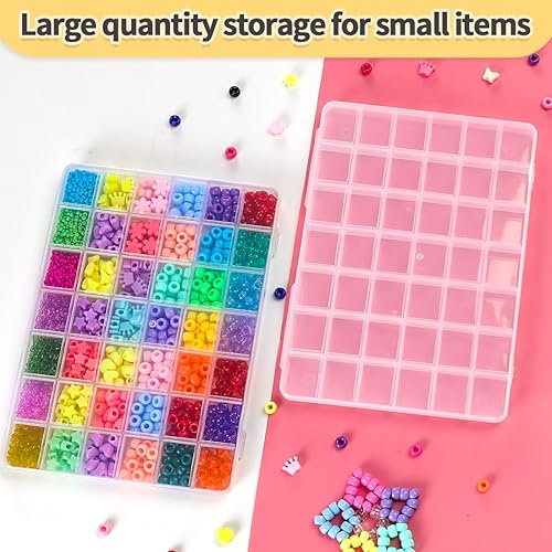 Miniatura 17 de IOOLEEM Caja organizadora de cuentas de plástico de 28 rejillas, caja de almacenamiento de contenedores, divisores para manualidades y manualidades