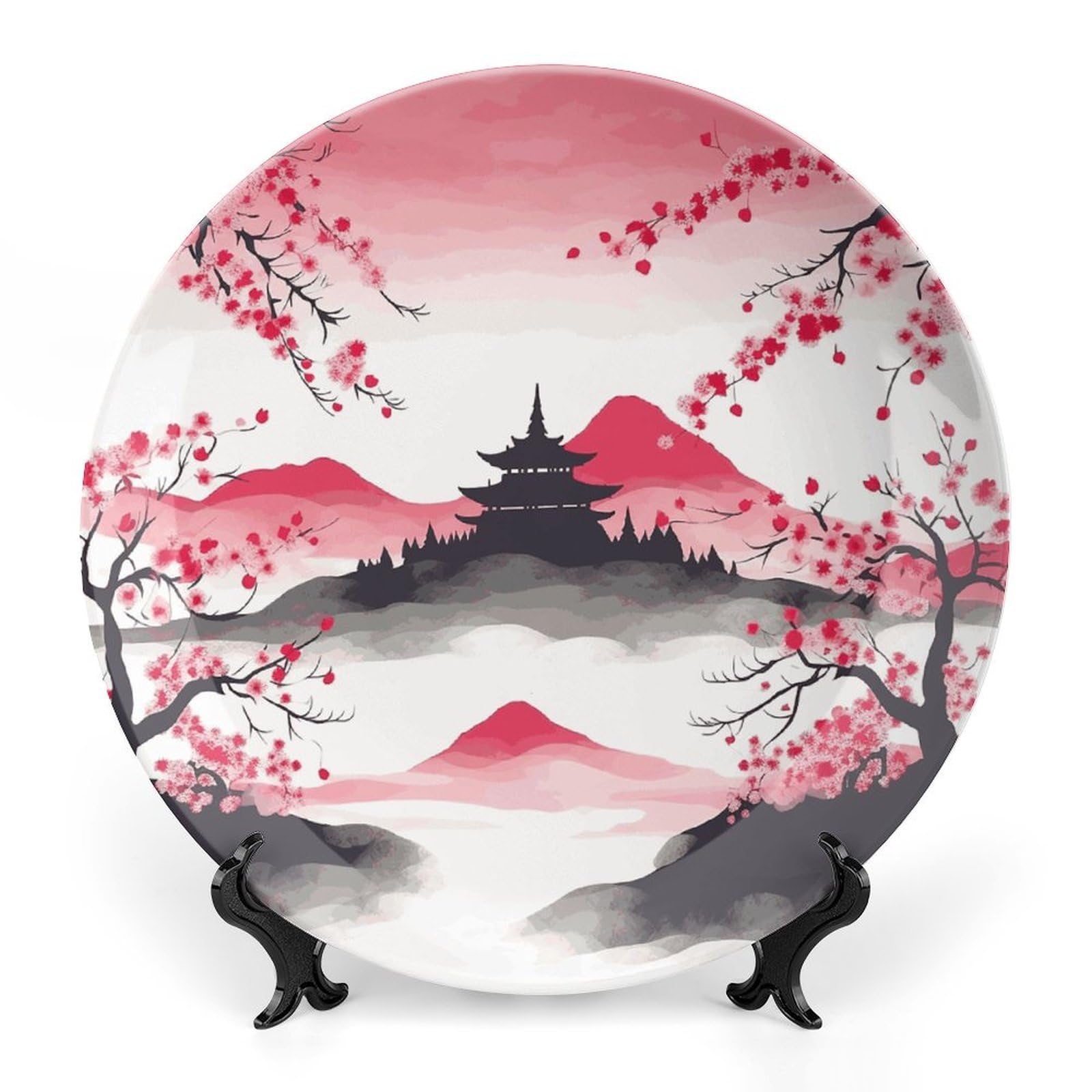 Plato de cerámica de monte Fuji y adornos de cerámica para la pared