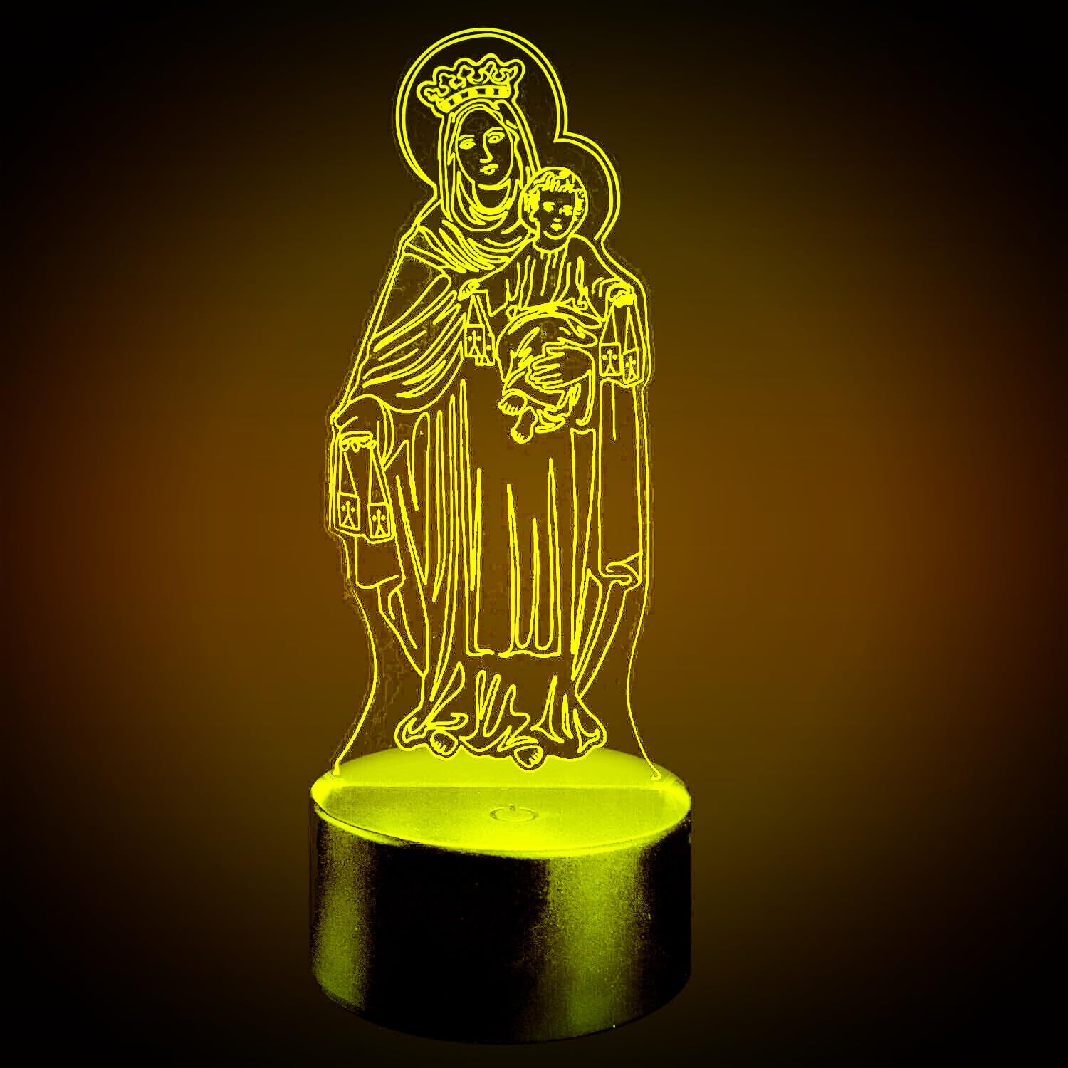 Luce Notturna 3D Vergine Maria Con 16 Colori LED - Lampada Ologramma A
