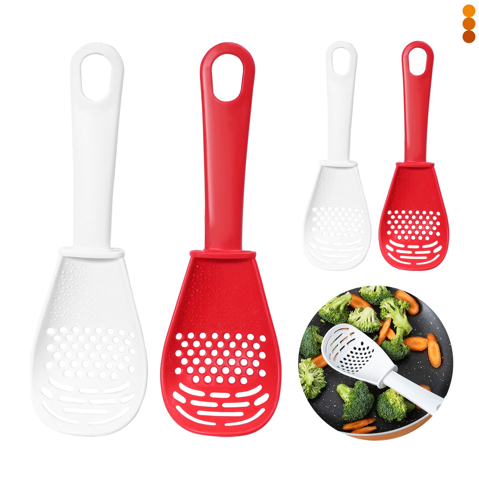 Cucharas de cocina multifuncionales para escurrir, rallar y servir con mango largo