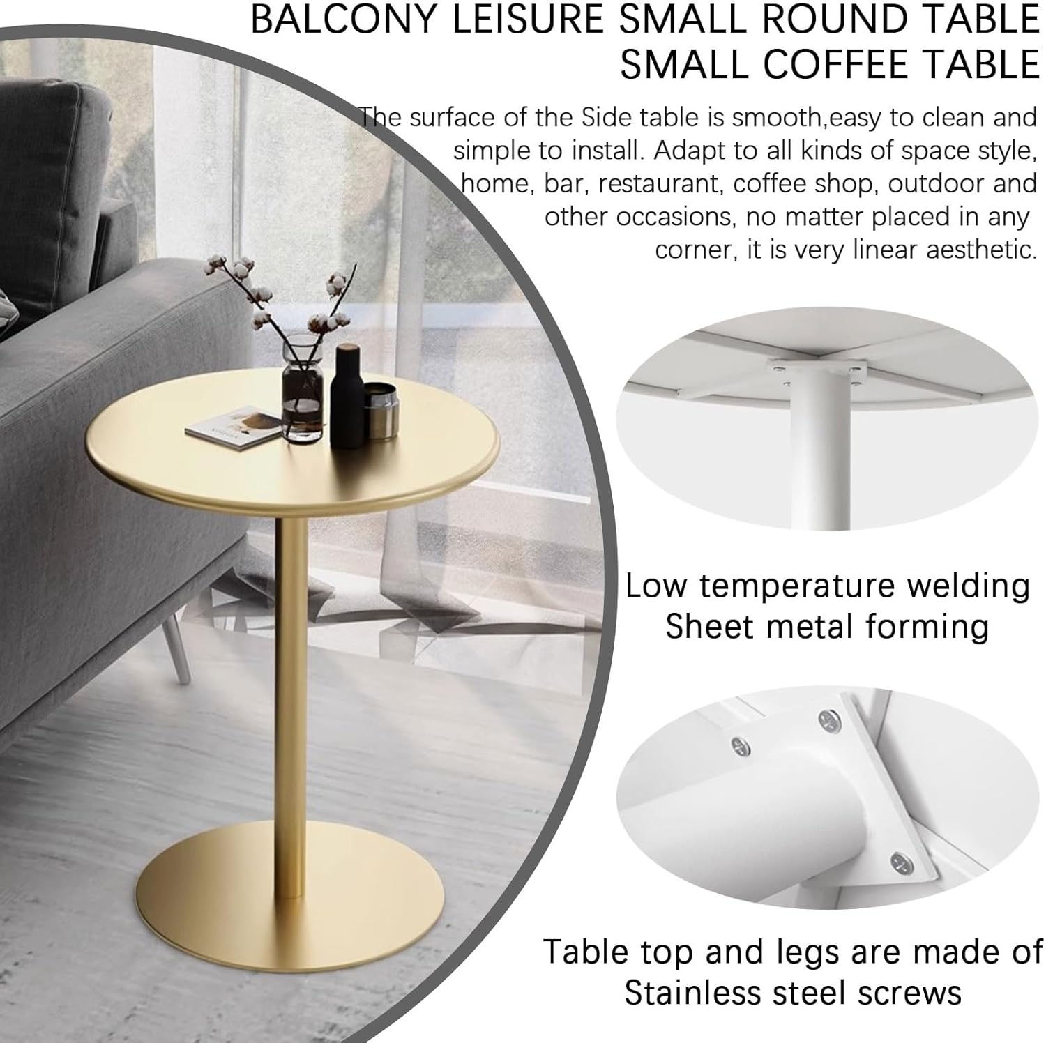 Underside view of the Baodiale Bar Table showing welding and screw connections