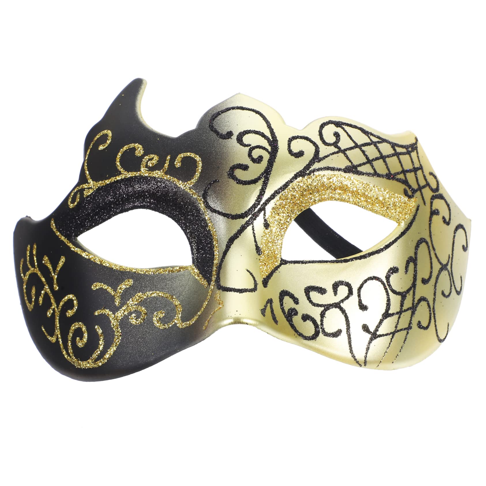 LIFKOME Masquerade Half Face Mask Costume Party Mask Photo Prop Halloween Accessory Golden