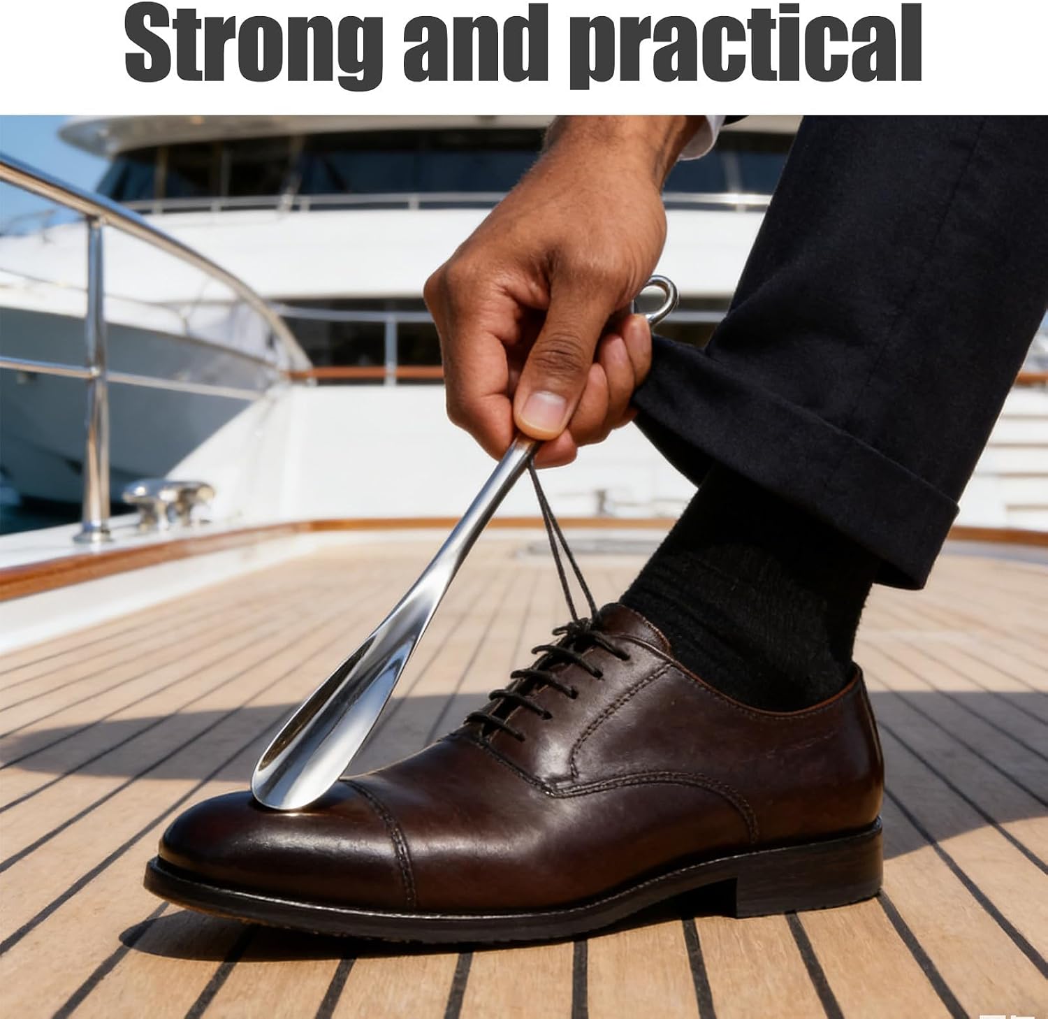 Long Handled Aluminum Alloy Shoe Horn 58cm for Office Travel