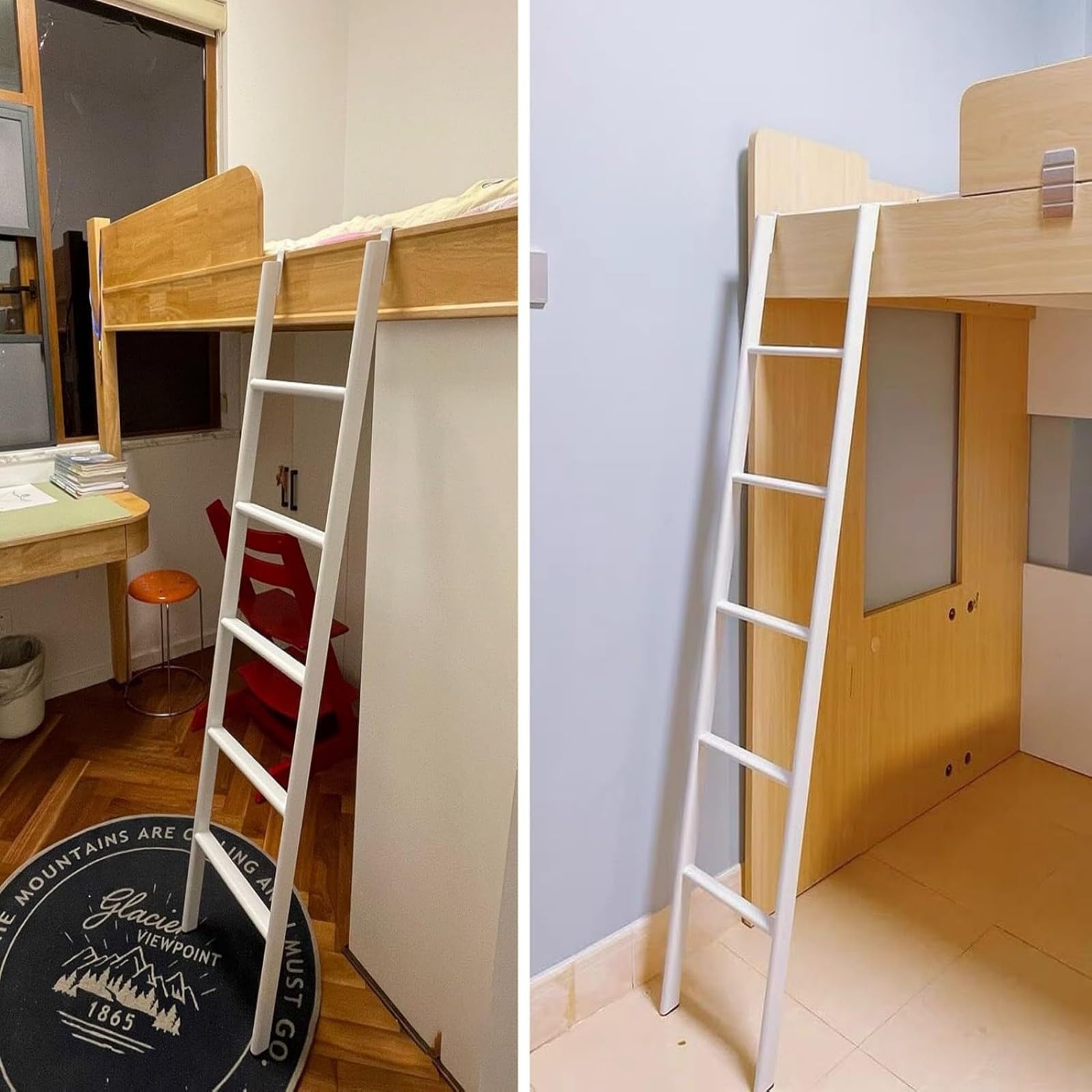 Escalera de litera desmontable con ganchos, escalera de metal portátil para camas altas, escalera de litera de caravana, escalera de acceso a cama de remolque de caravana (125 cm)