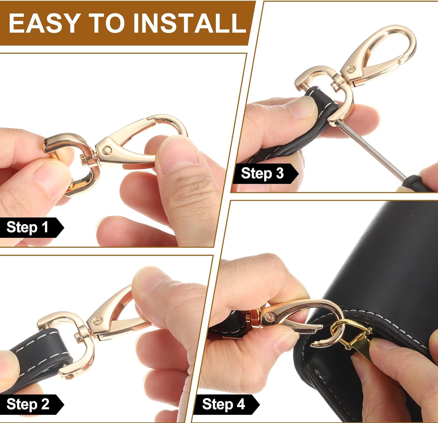 HARFINGTON 2Pcs Detachable Snap Hook Swivel Clasp 1 1/4" D Ring with Swivel Lobster Claw Clasps Hook for Purse Strap Keychain Bag DIY Craft, Gunmetal - Image 5