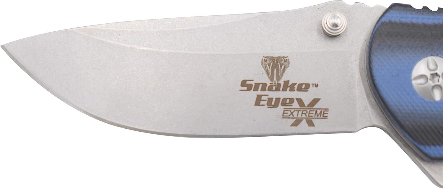 Snake Eye Extreme Collection Heavy Duty 2 Tone Durable Folding Knife - Smooth One Hand Opening Ball Bearing Pivot (1207)
