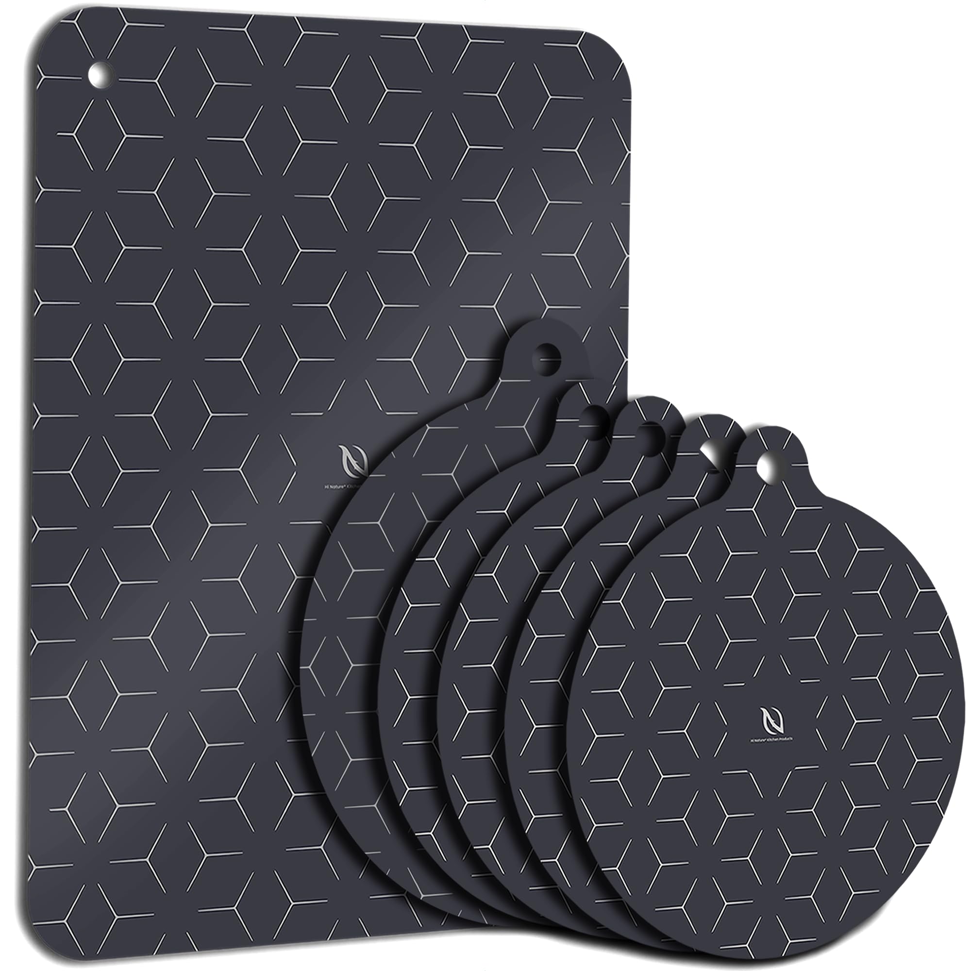 HI NATURE™ Tappetino a Induzione 6 Pezzi in Silicone Nero | Protezione Piano Induzione e Copertura Piano Cottura | Tappetini Protettivi per Fornelli a Induzione e Sottopentola per (6x, 6, pezzi)