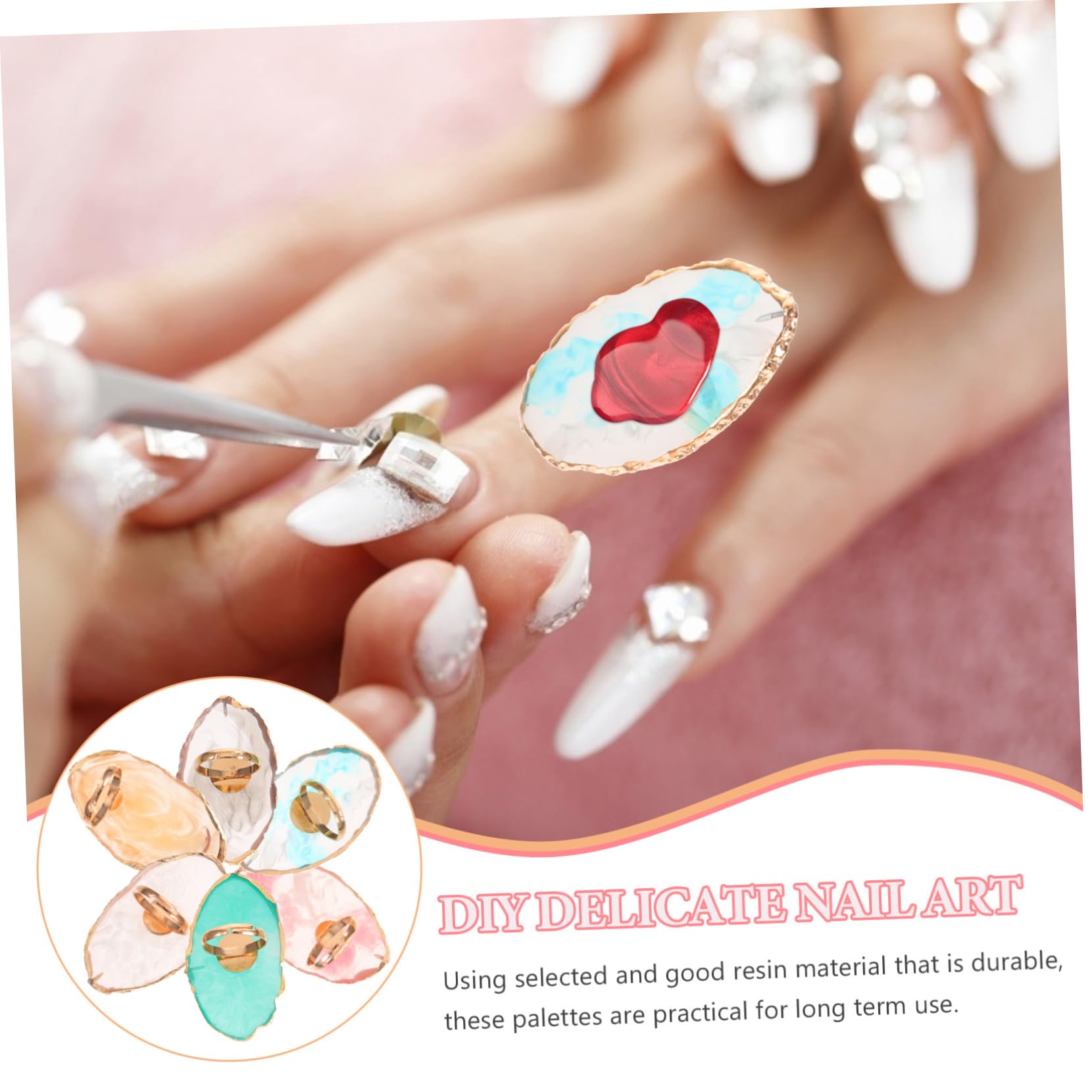 Angoily 18 Piezas Paleta de Anillos Paleta de Resina para uñas Accesorio de Herramienta de manicura Esmalte de uñas Paleta de Mezcla de Colores de Resina paletas de Resina para uñas Clavo