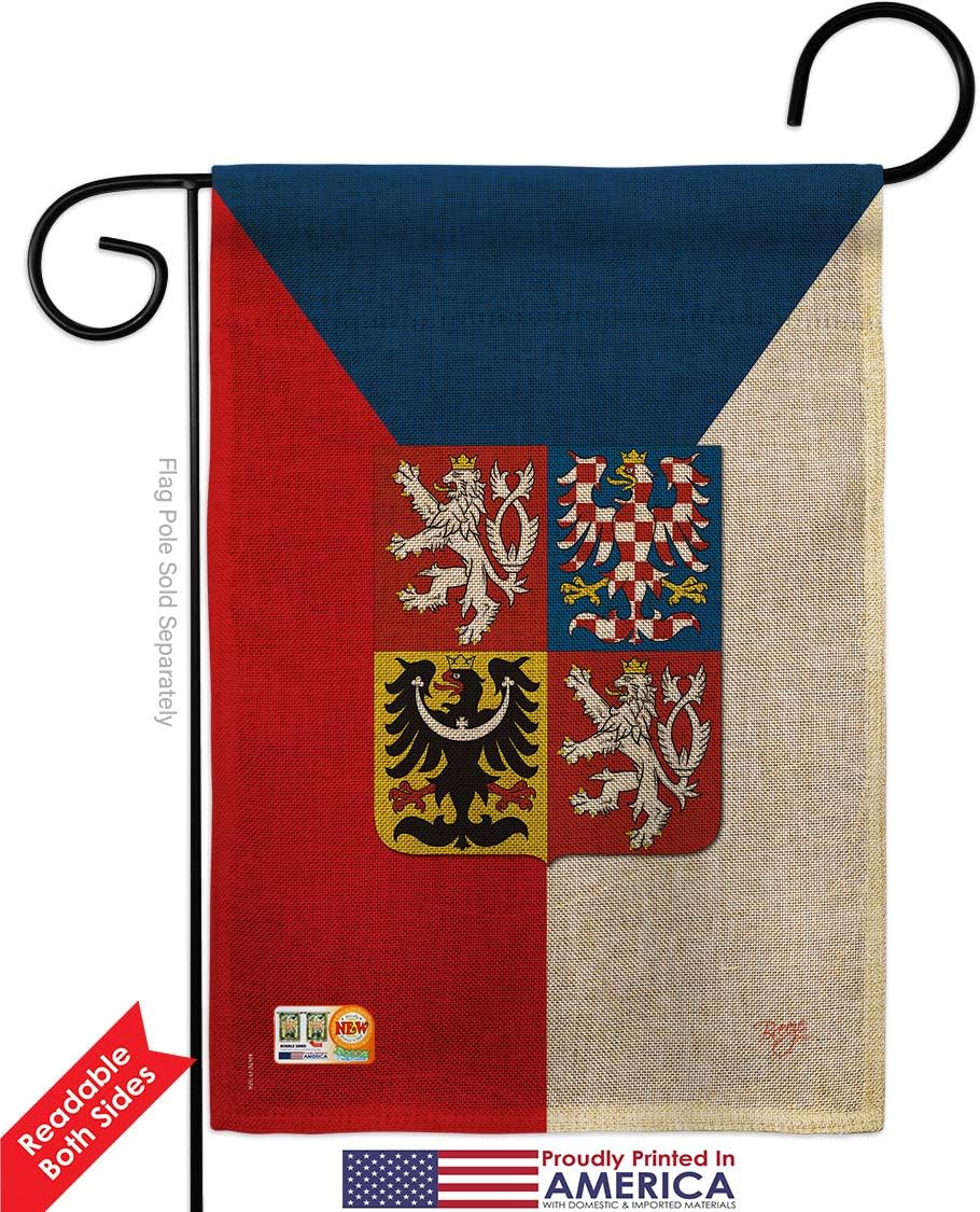 Czech Republic Burlap Garden Flag Regional Nationality Nation International World Country Particular Area Small Decorative Gift Yard House Banner Double-Sided Made In USA 13 X 18.5