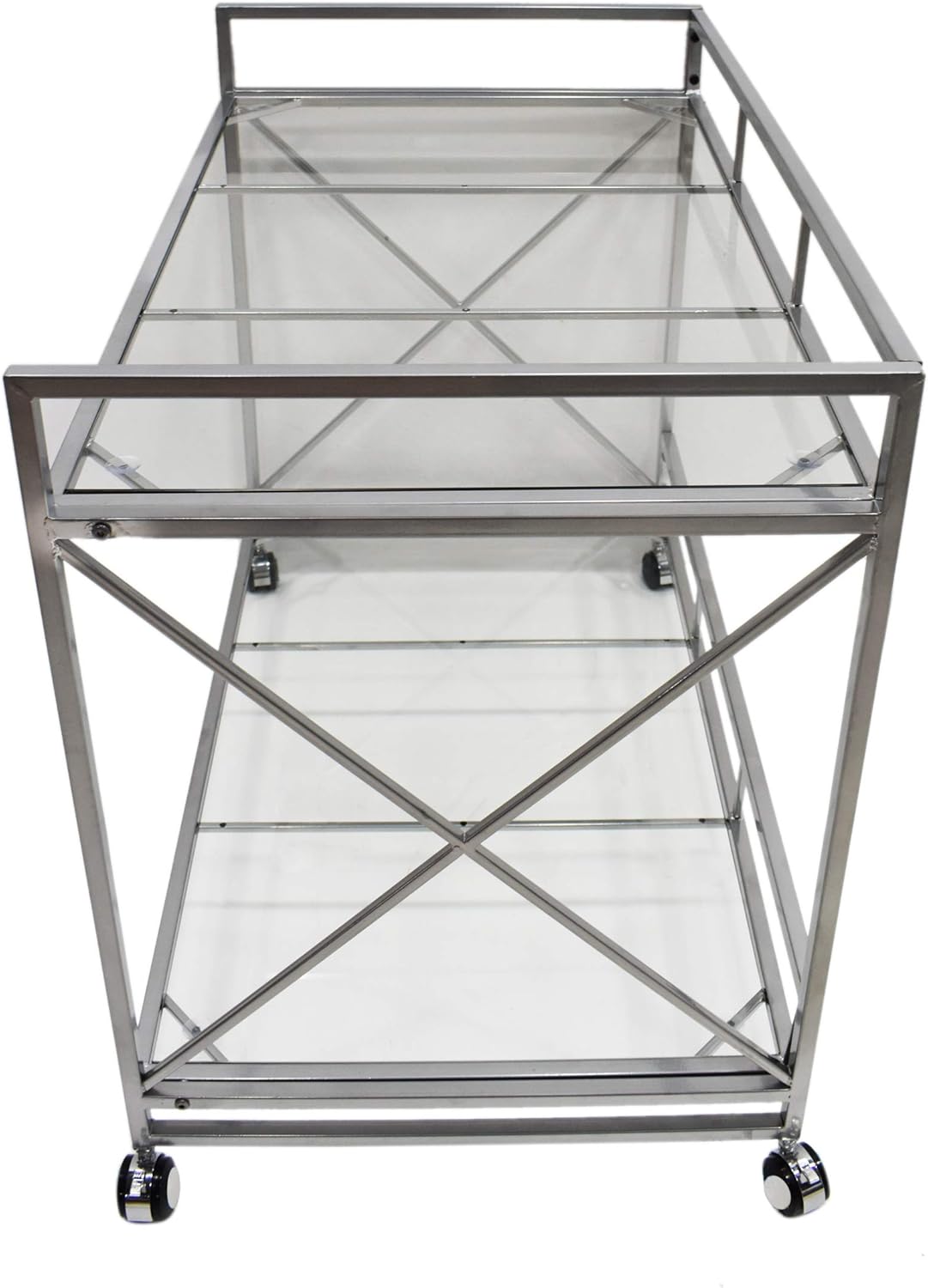 Christopher Knight Home Danae Industrial Modern Iron and Glass Bar Cart, Silver - Bar & Serving Carts