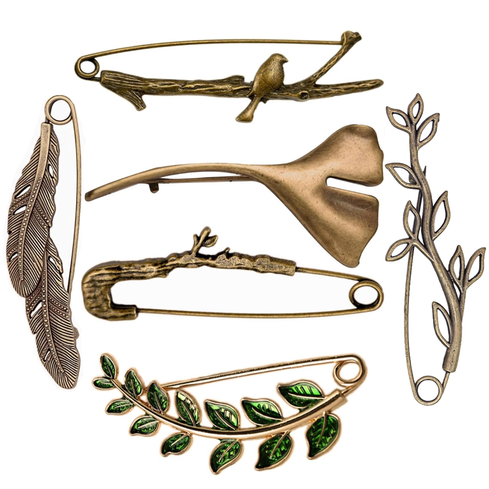 6PCS Extra Large Decorative Safety Pins for Clothing, Vintage Brooch Pins for Women, Giant Retro Sweater Lapel Pins (Bronze) – Fashion Jewelry Accessories for Scarves, Hats, DIY Crafts