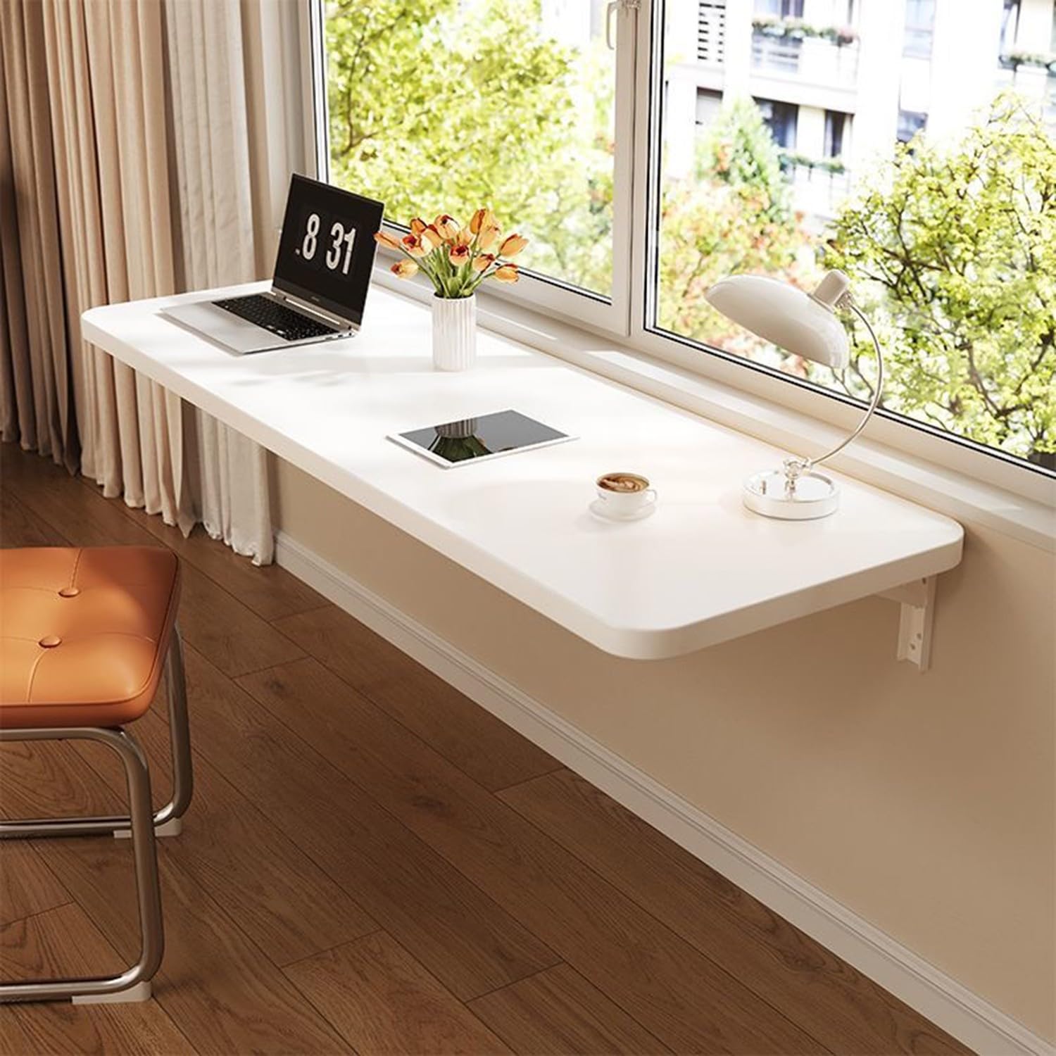GDMDPTE Space-Saving Wall-Mounted Foldable Drop Leaf Table for Small Kitchens Breakfast Bars Home Offices & Balconies - 100x40CM Perfect for Laundry Rooms & Compact Spaces
