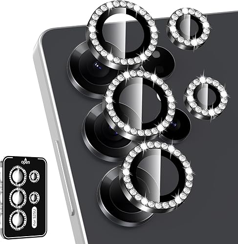 Miniatura 22 de Protector de lente de cámara para Samsung Galaxy S25 FE, cubierta individual de lente de vidrio templado con anillo de metal, [fuerte adsorción]