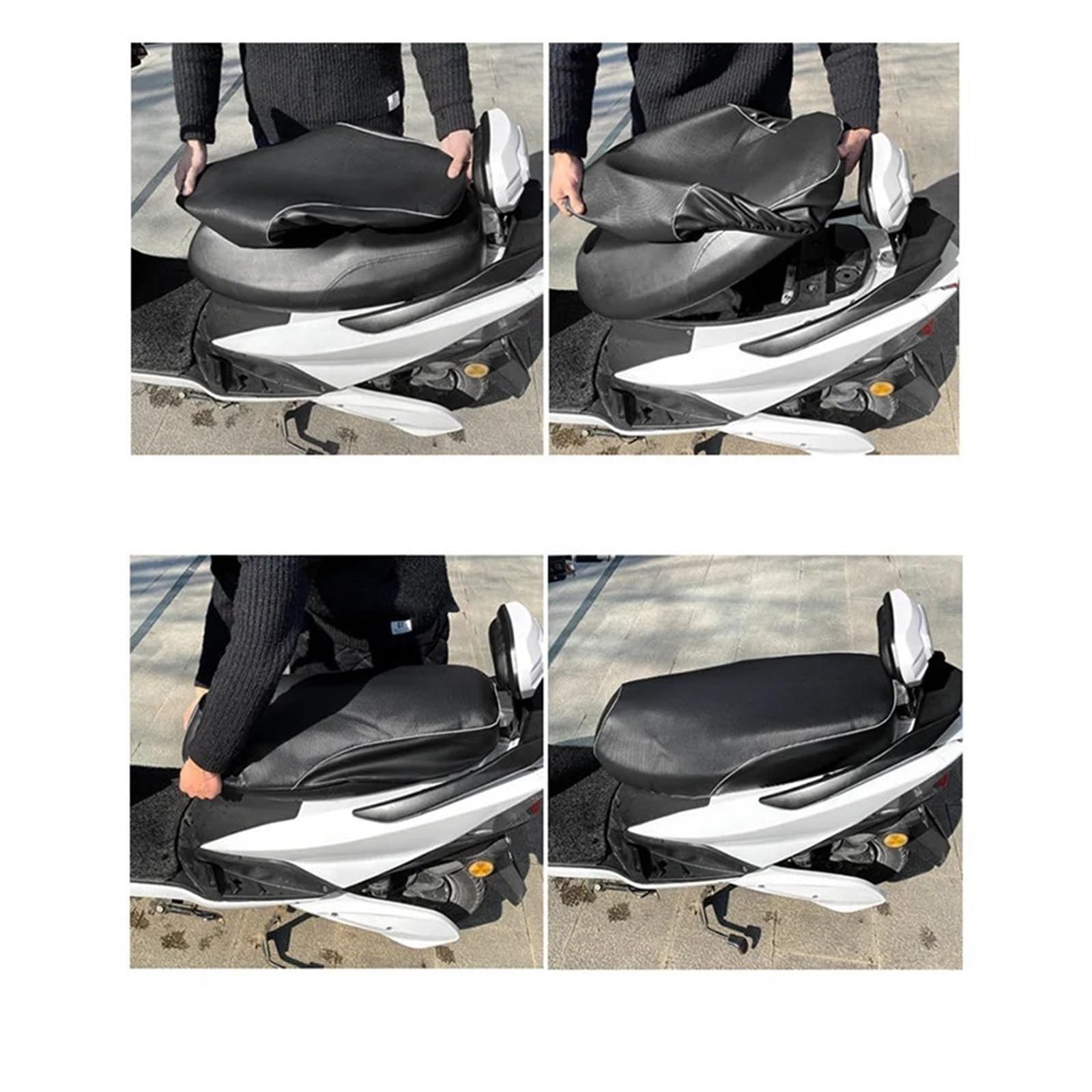 Cuscino per sella moto Fodera per cuscino in pelle per moto, universale, antiscivolo, per tappetino protettivo, impermeabile, resistente(Black 2XL)