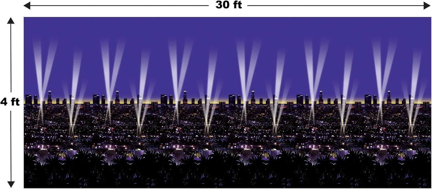 Beistle Skyline Wall Backdrops, 4’ x 30’, Pack of 2 – Photo Backdrop, Easy to Adhere Wall Covering, Party Decor, City Backdrop, Hero Party Decorations, Photography Background
