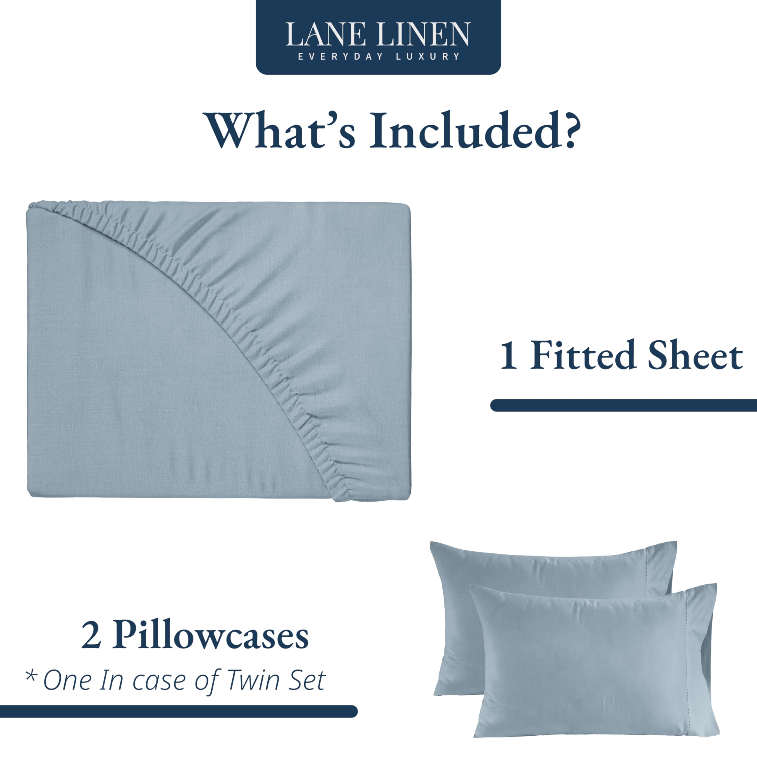 Spannbettlaken für Super-Kingsize-Betten aus Bio-Baumwolle, ultraweich und atmungsaktiv, mit 2 Kissenbezügen, 35 cm tiefe Tasche, elastische Kanten, Bettlaken (French Blue)